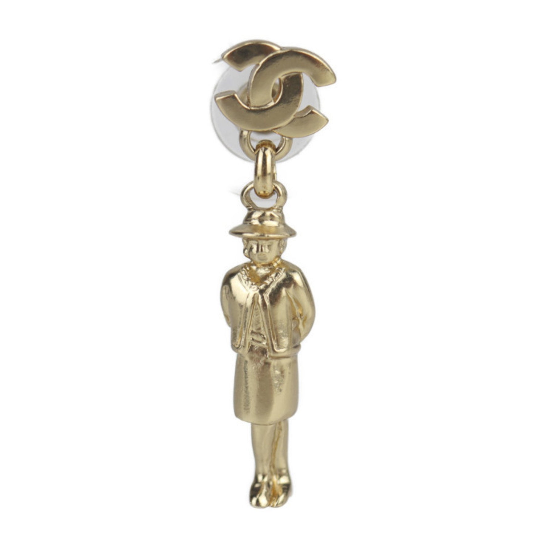 CHANEL Mademoiselle Earrings Metal Coco Mark Swing Doll Motif