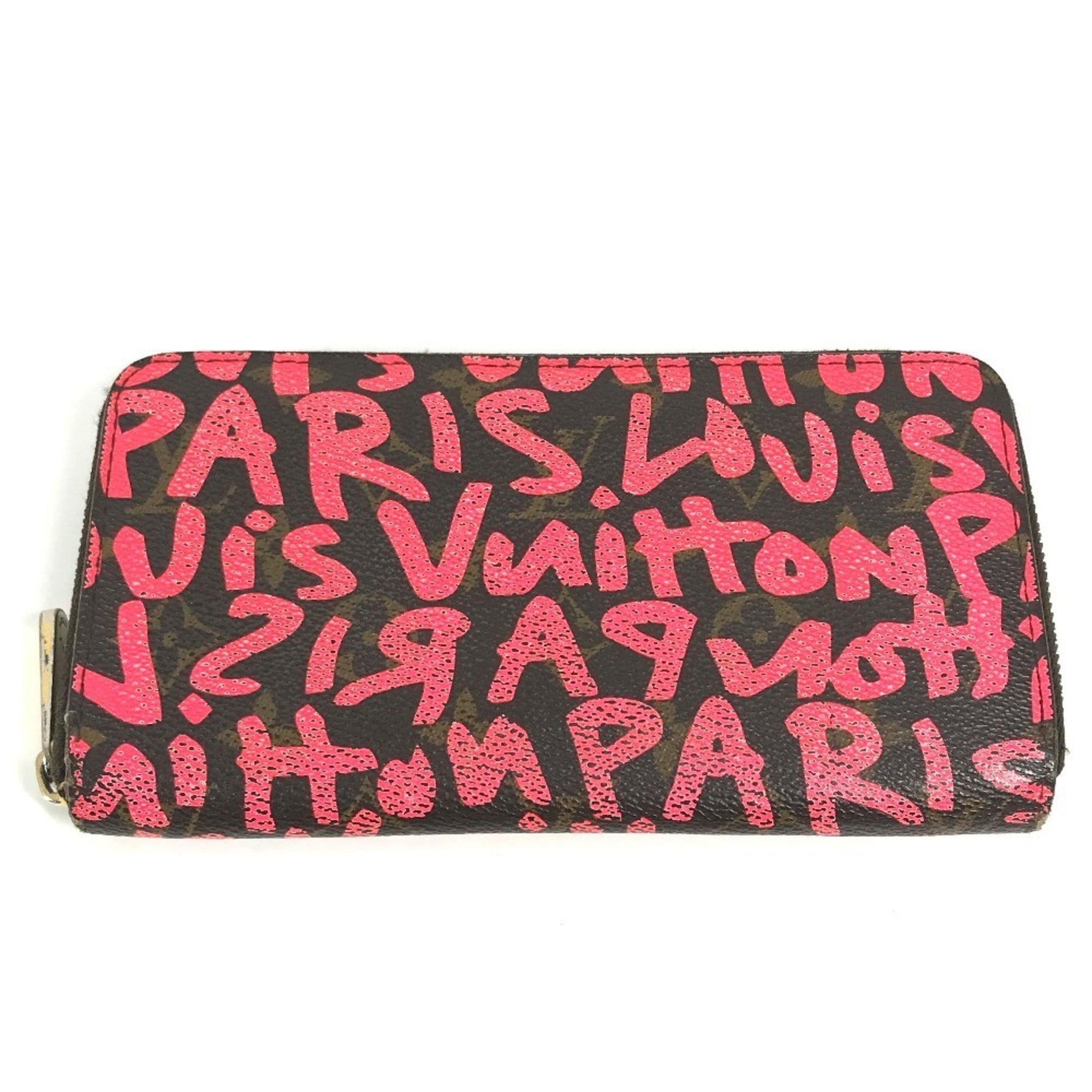 Louis Vuitton Monogram Graffiti Zippy Wallet Round Zipper Long Canvas Pink
