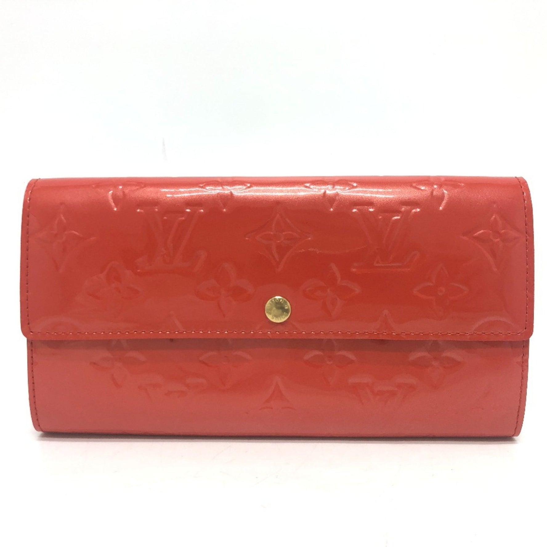 Louis Vuitton Portefeuille Sarah Wallet Long Monogram Vernis Orange Sunset