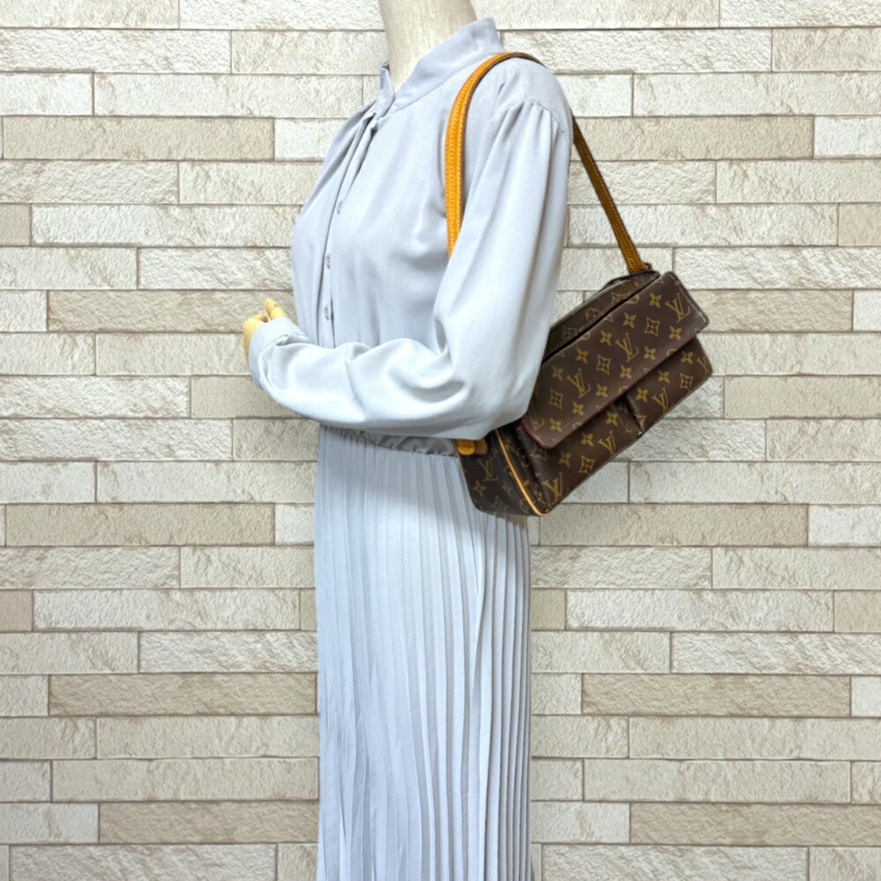 Louis Vuitton Vivacite MM Monogram Shoulder Bag Canvas