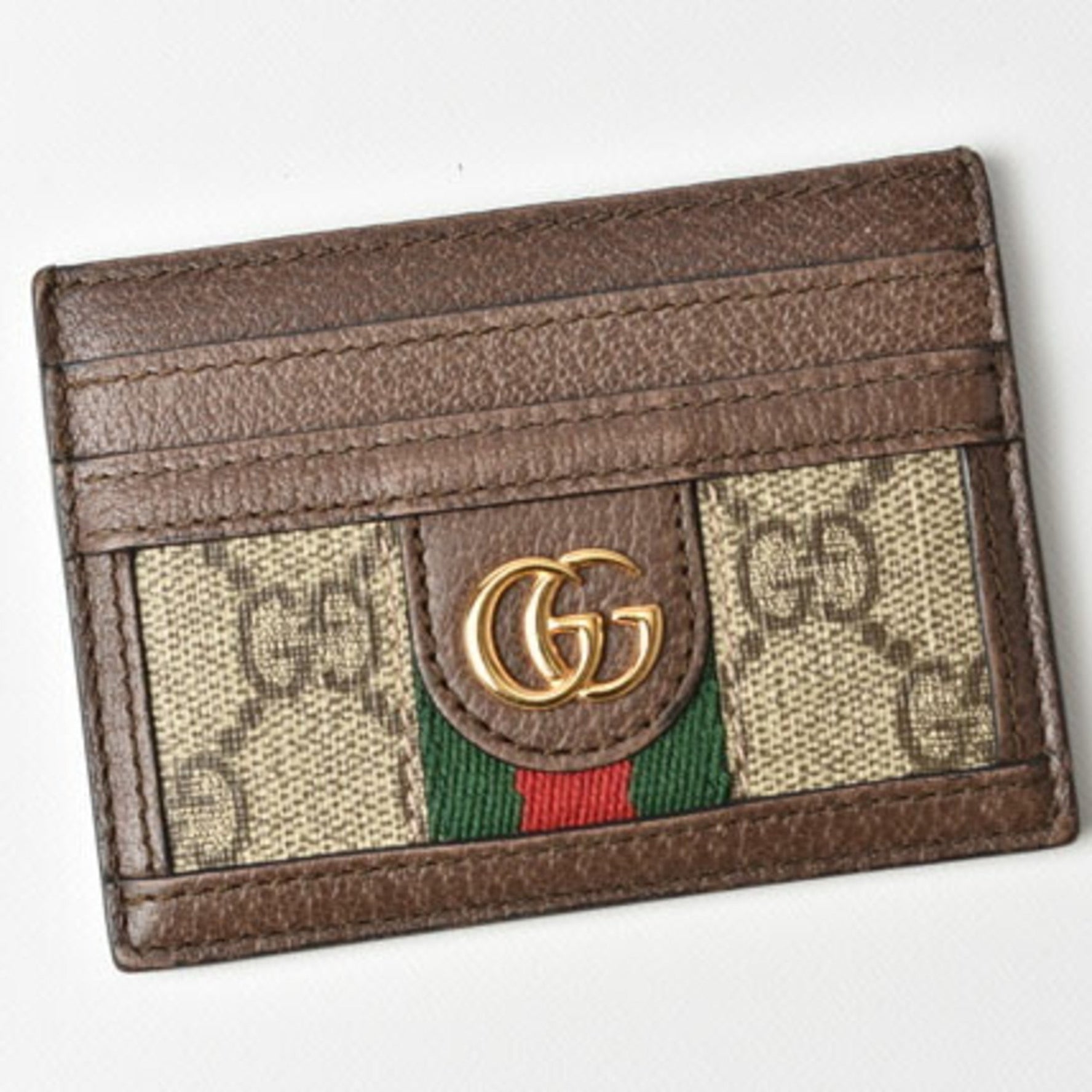 Gucci Card Case Business Holder Beige Brown 8745 Ophidia GG Supreme