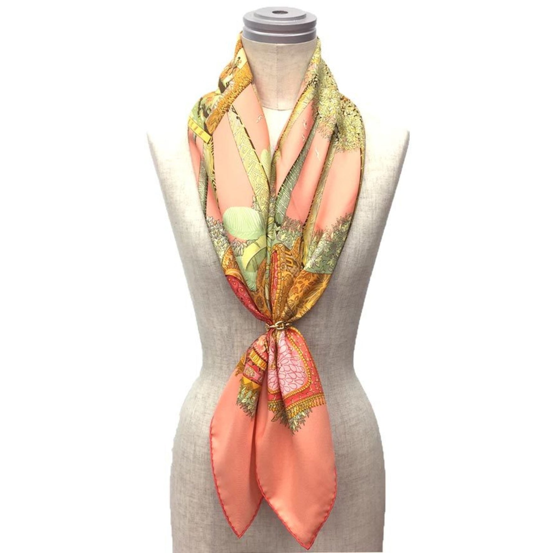 HERMES Scarf Muffler Carre 90 OMBRES ET LUMIERES Shadow and Light Coral 100% Silk