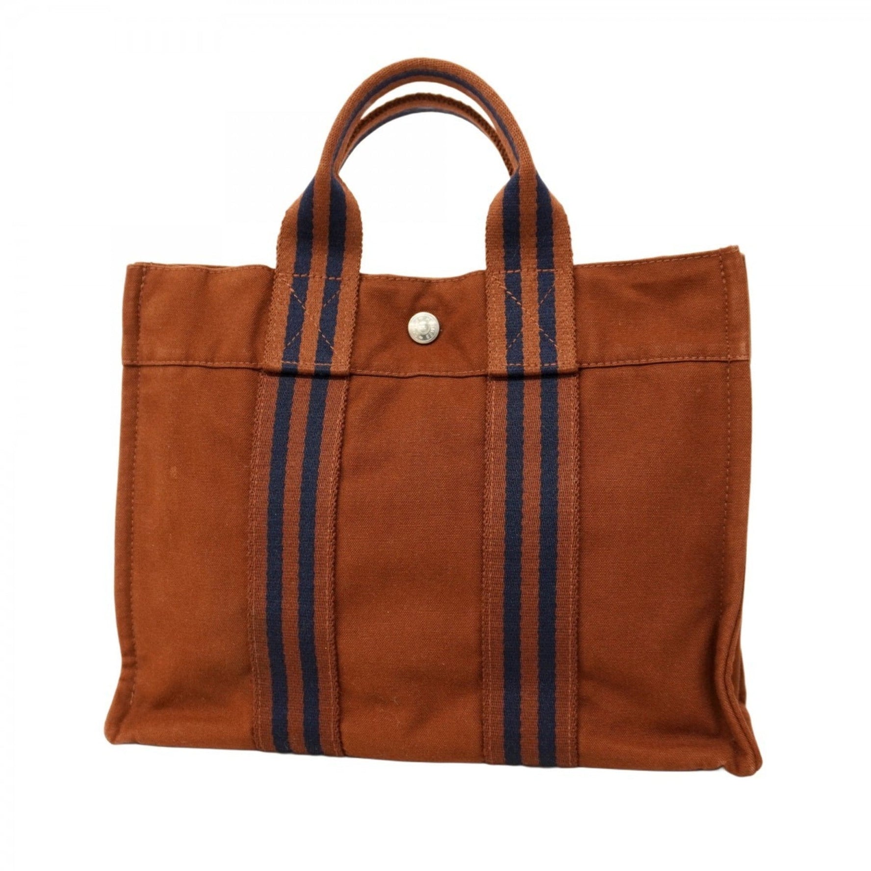 Hermes Handbag Foul Tou PM Canvas Brown Navy