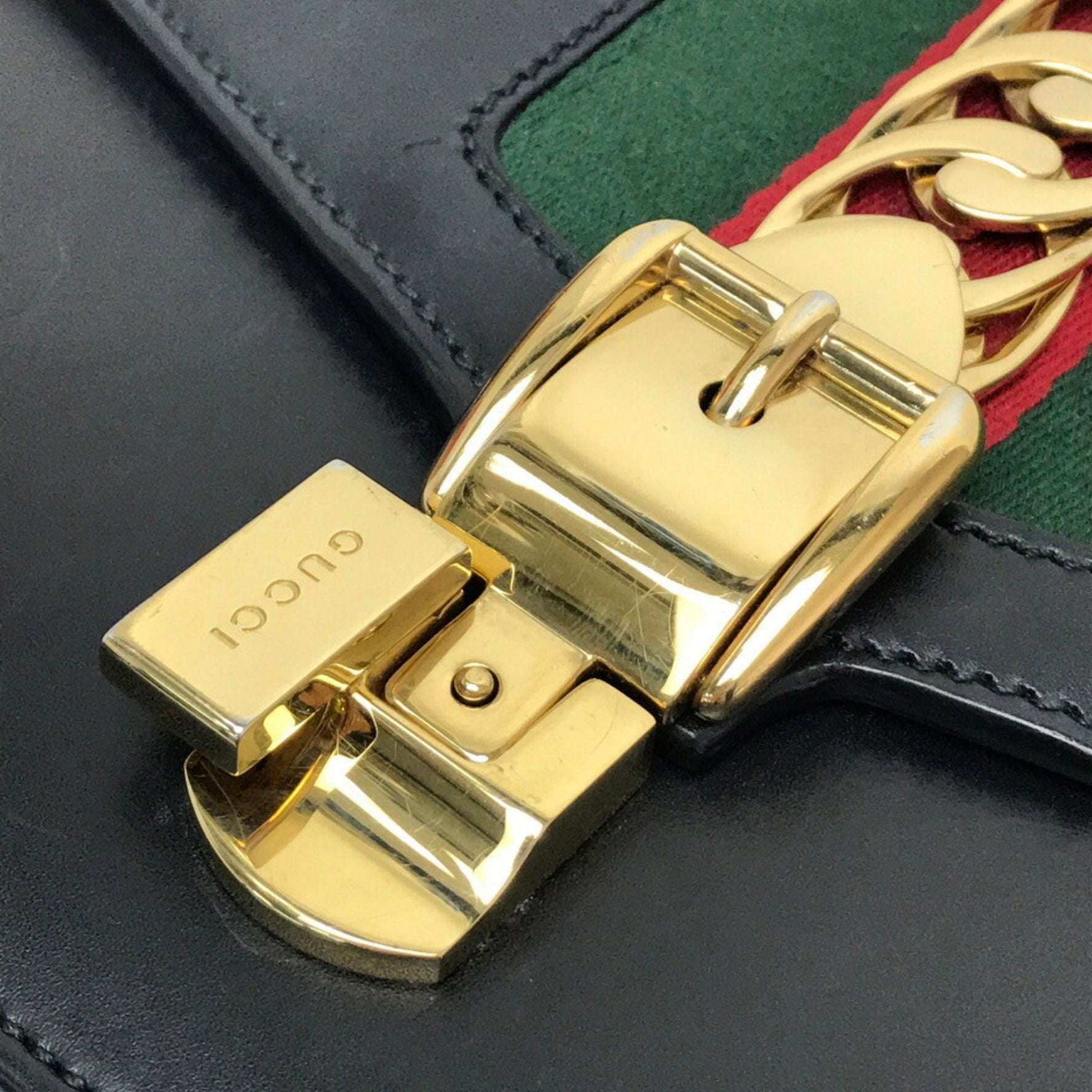 GUCCI Sherry Line Sylvie Small Ribbon Shoulder Bag Leather