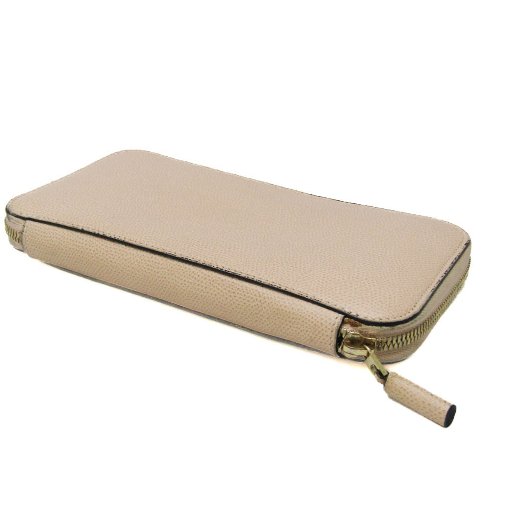 Valextra Zip Purse 12 Card V9L21 Women's Leather Long Wallet (bi-fold) Pink Beige