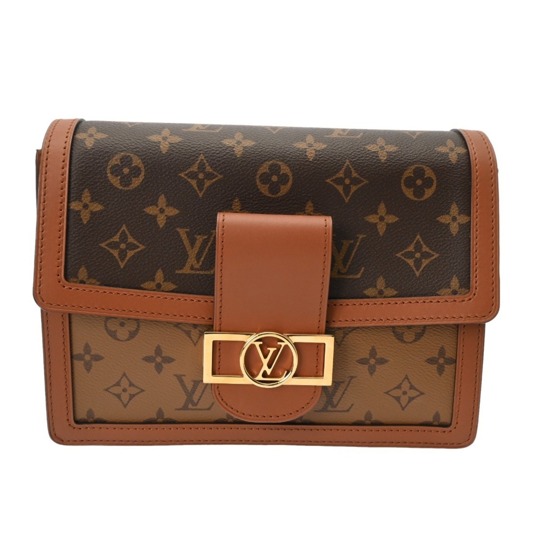 LOUIS VUITTON Monogram Reverse Dauphine MM (old model, brown) Canvas Shoulder Bag