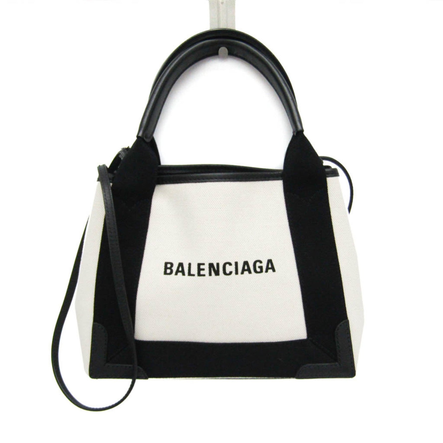 Balenciaga Navy Cabas XS Canvas,Leather Handbag,Shoulder Bag Black,Off-white