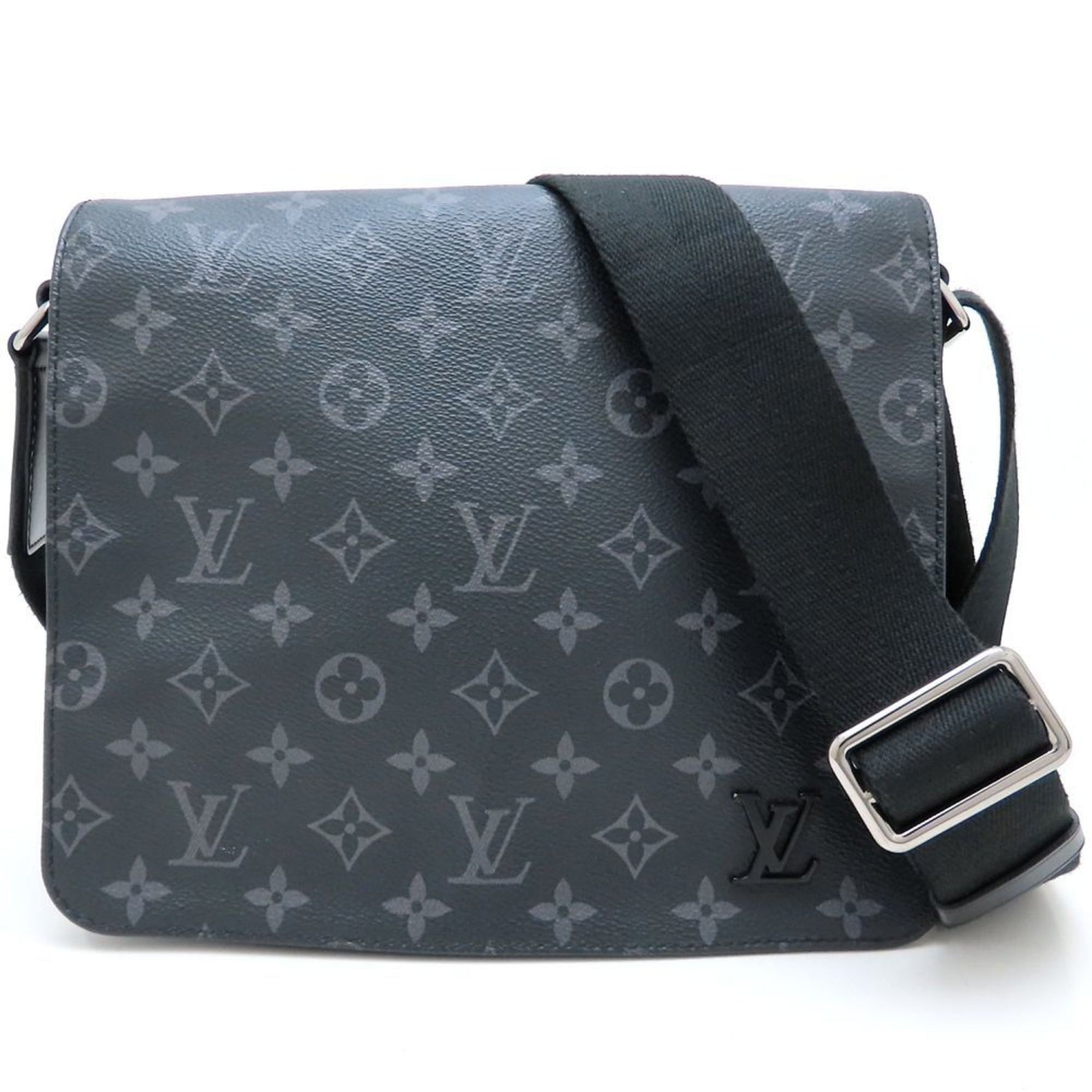 LOUIS VUITTON Monogram Eclipse District PM Shoulder Bag Black/Gray