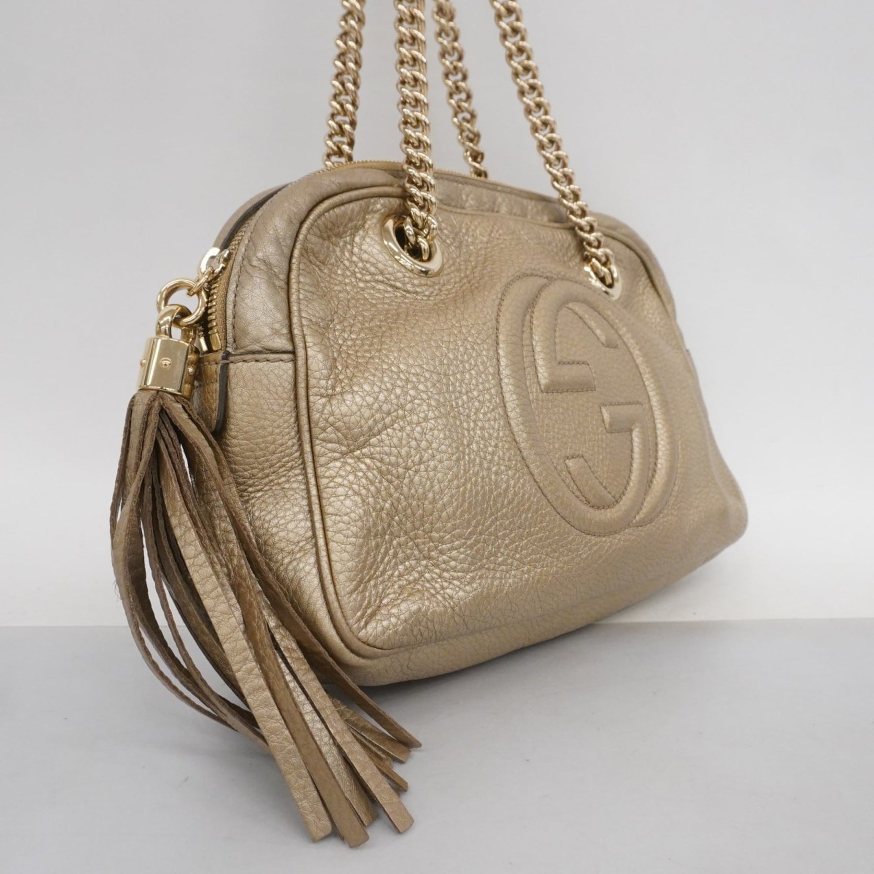 Gucci Soho Shoulder Bag Leather Champagne