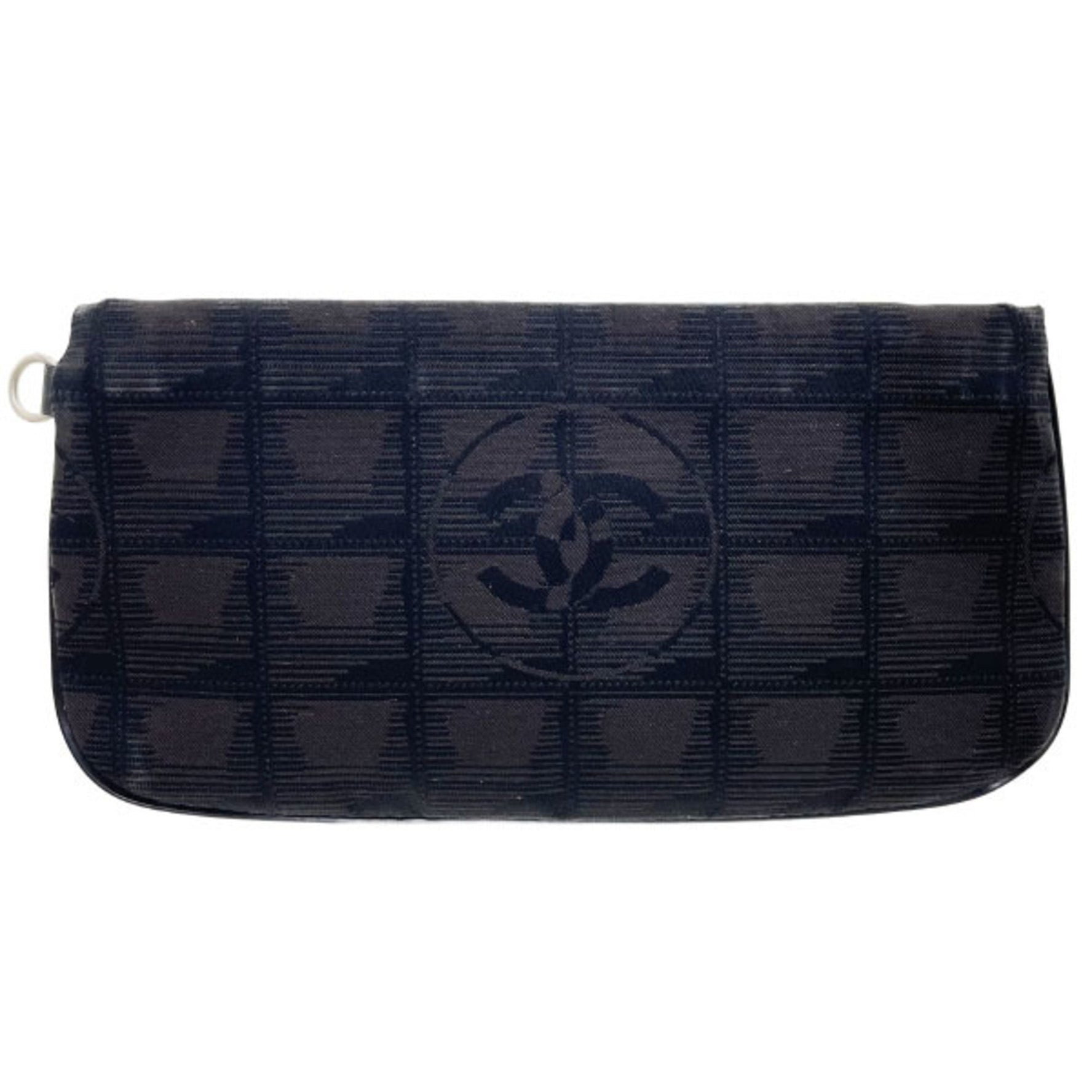 Chanel New Travel Line Multi-Pouch, Nylon Jacquard, Dark Brown/Black, CC Coco Mark, Flat Pouch
