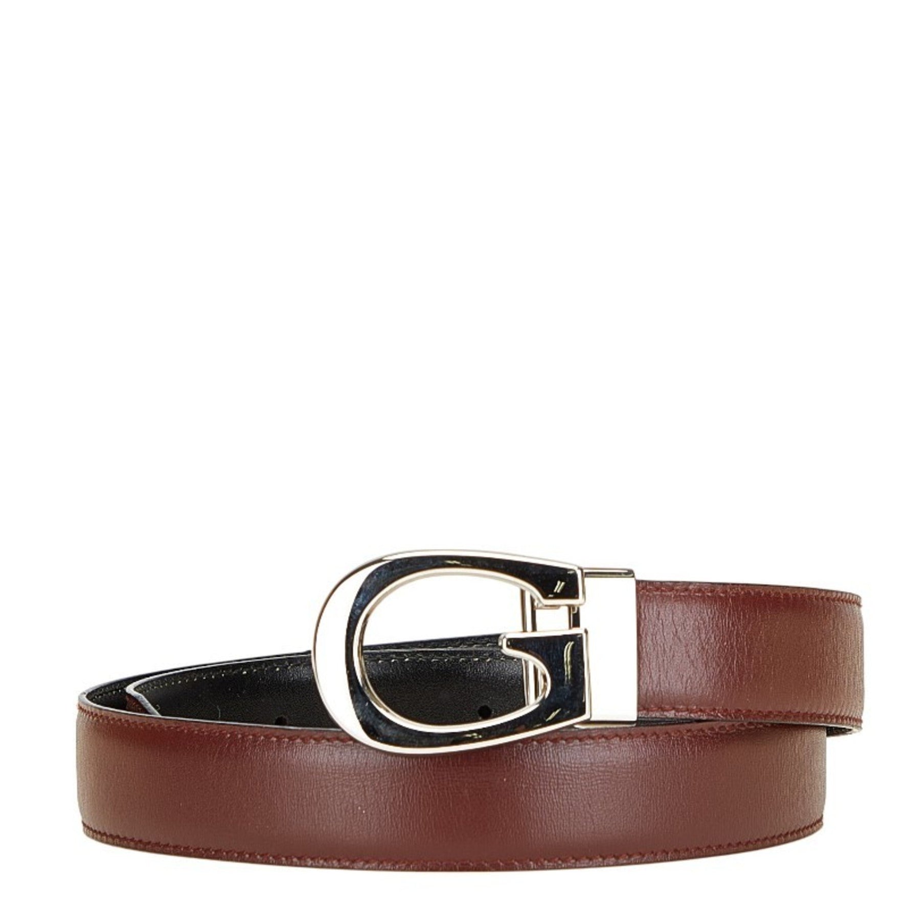 Gucci G Buckle Belt 80.32 036 1450 1103 Wine Red Silver Leather