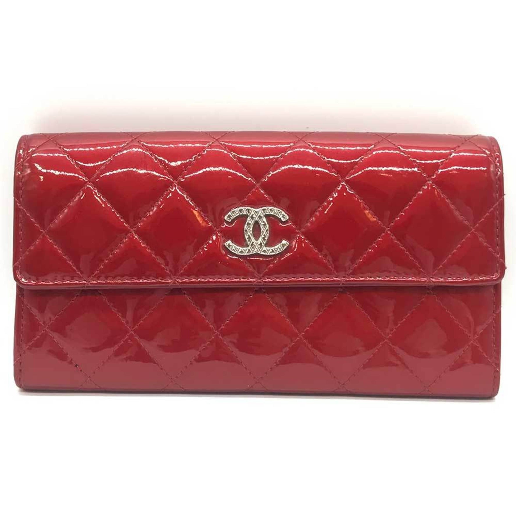 Chanel Matelasse Long Wallet Coco Mark Enamel Bordeaux Wine Red