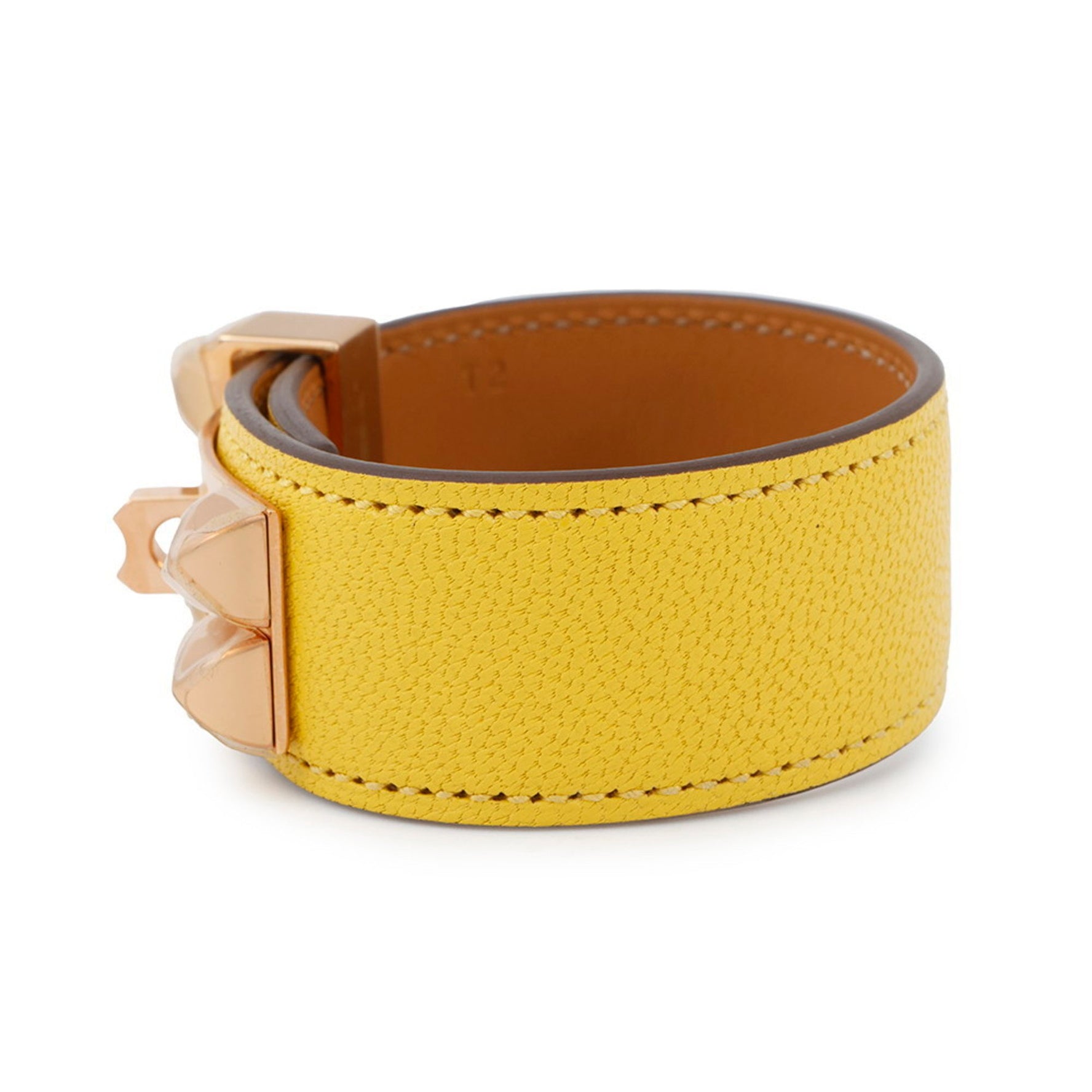Hermes Hermès Collier de Chien Bracelet, 24 Jaunes-Naples, Pink Leather, B Stamp, Size