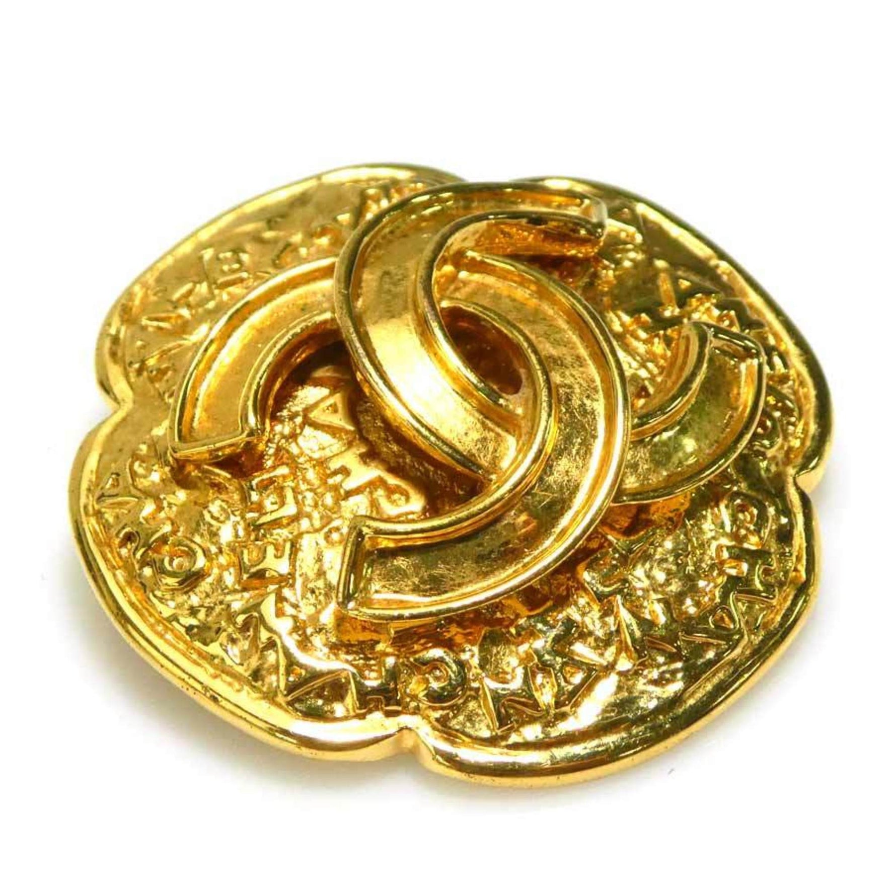CHANEL Brooch Coco Mark Metal Gold Women's