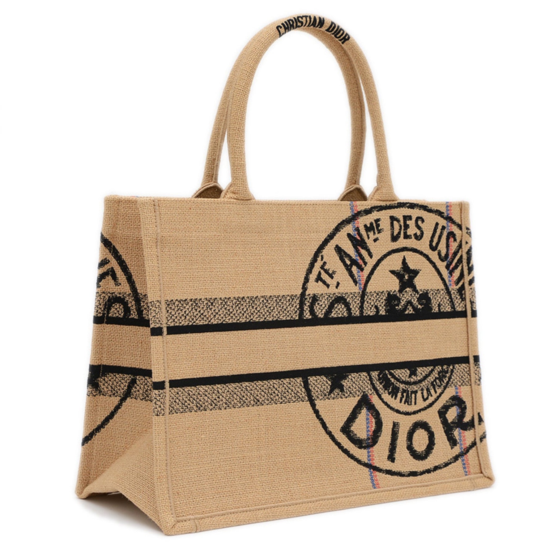 Christian Dior Dior Book Tote Medium Bag with Union Motif in Jute
