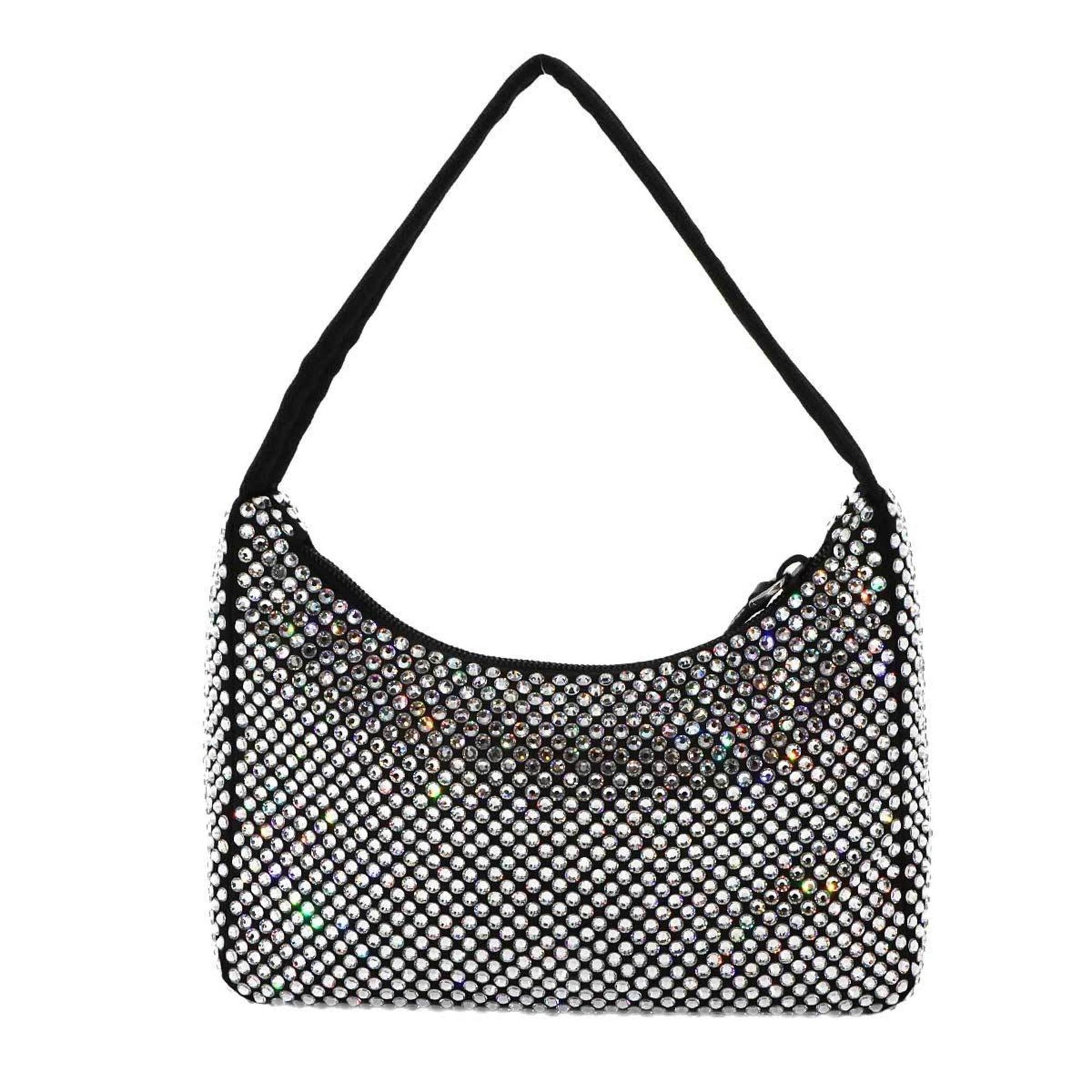 PRADA Re-Edition 2000 Handbag Satin Crystal Rhinestone Hand Bag