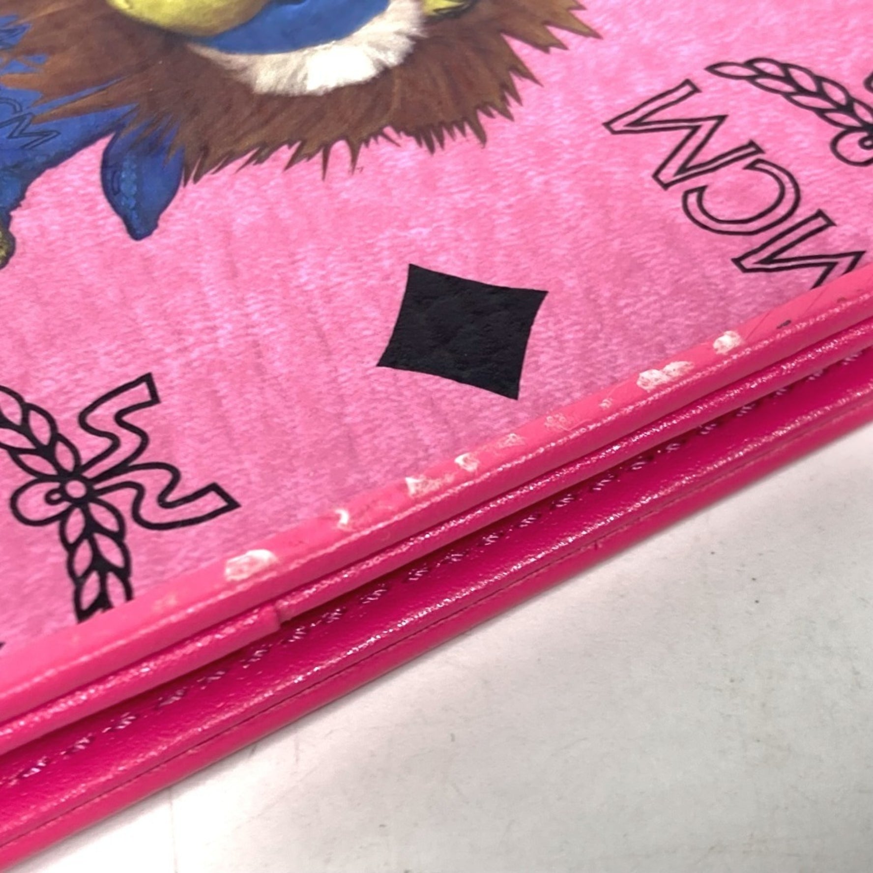 MCM Visetos Lion Logo Passport Cover Stationery Case Leather
