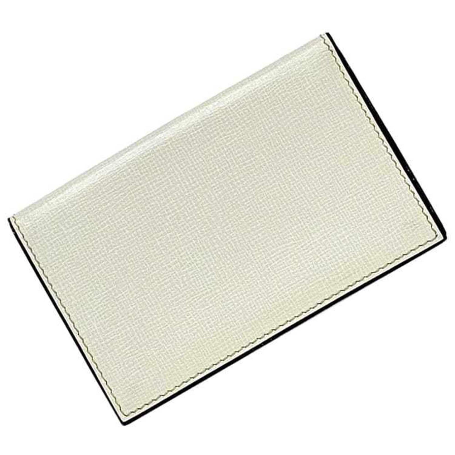 Valextra Business Card Holder ec-22953 Cream White Case Leather Z 0L Flap Women's Compact