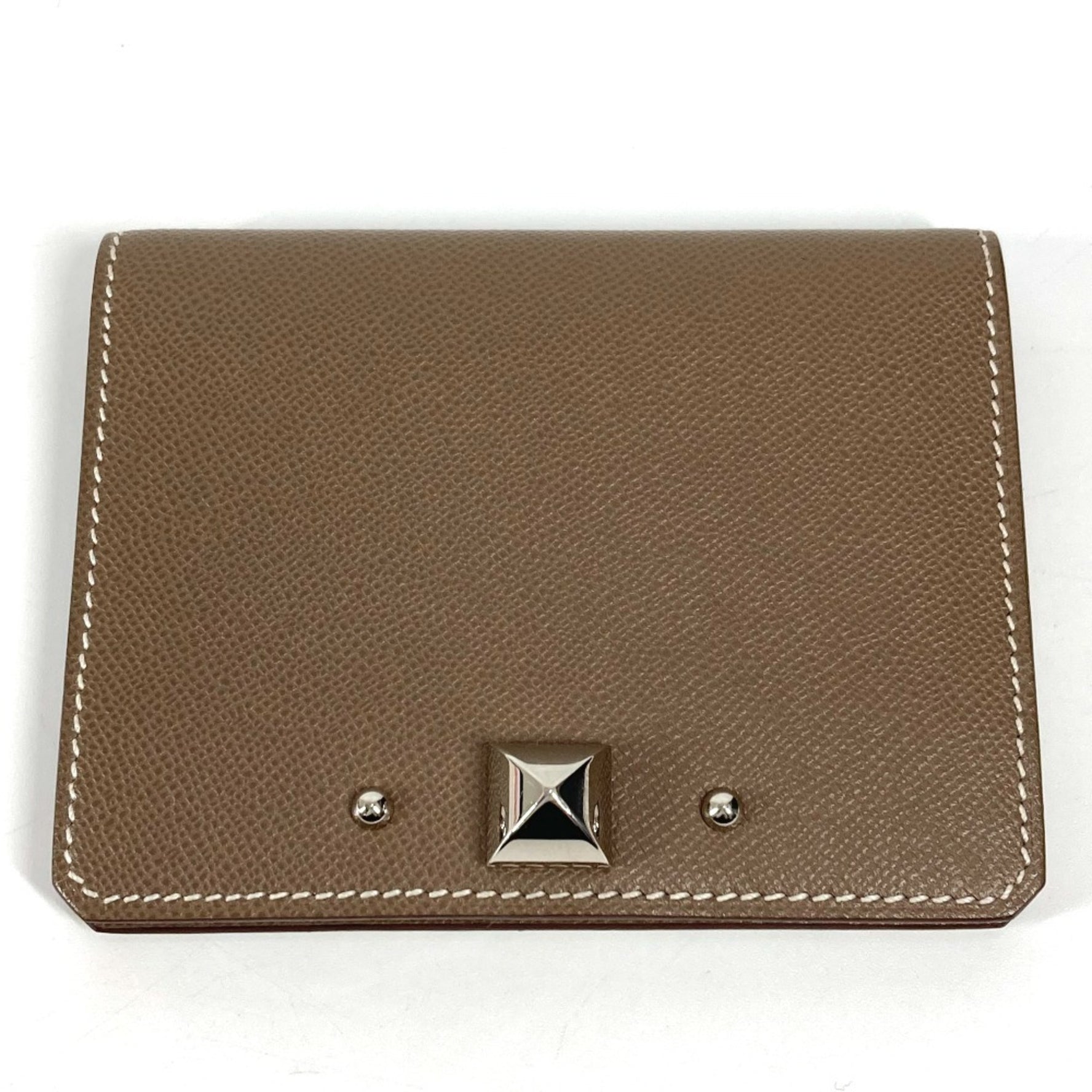 HERMES Medor Card Holder Business Case Pass Case/Card Leather Men's Etoupe Gray