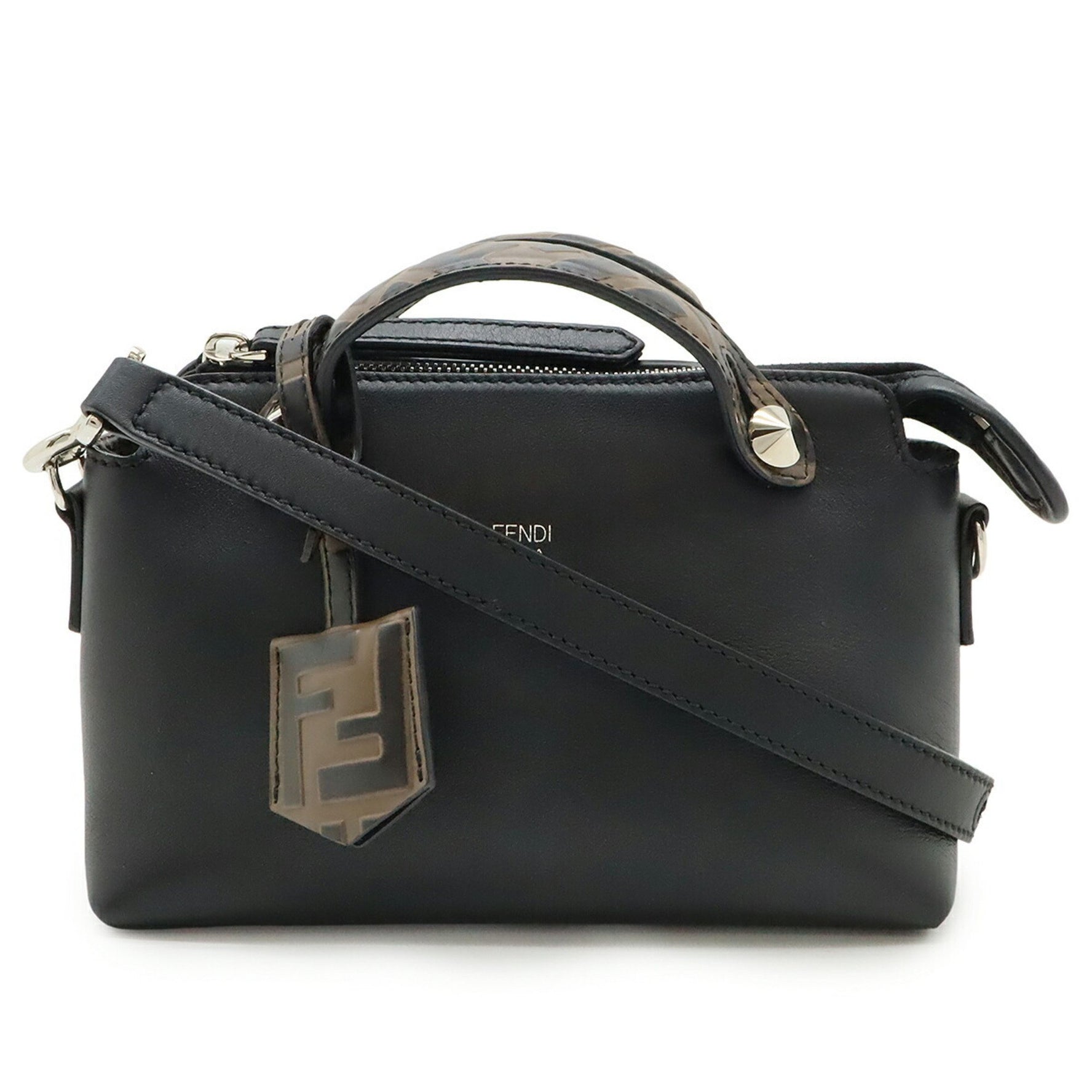 FENDI BY THE WAY small handbag/shoulder bag in black leather with a Zucca pattern and FF motif, item number