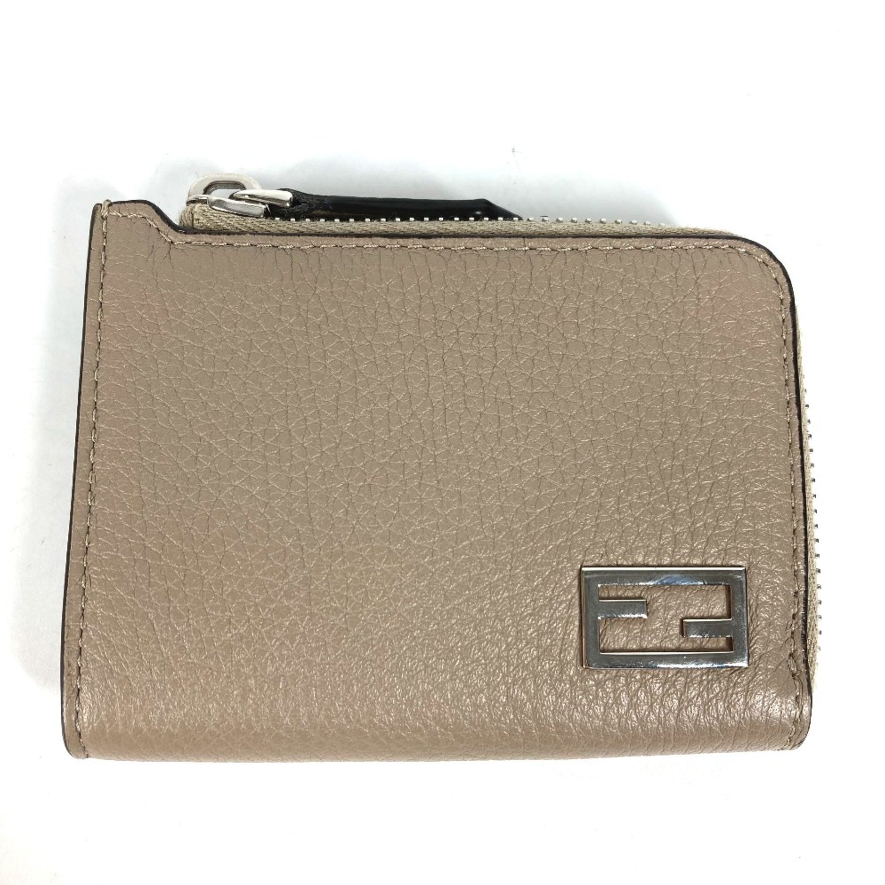 Fendi case Wallet Wallet Coin L-shaped zipper coin purse BeigeBased
