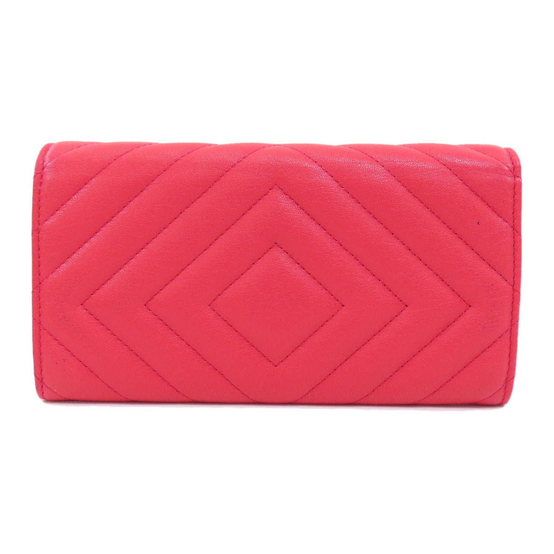 Chanel V stitch long wallet calf Ladies