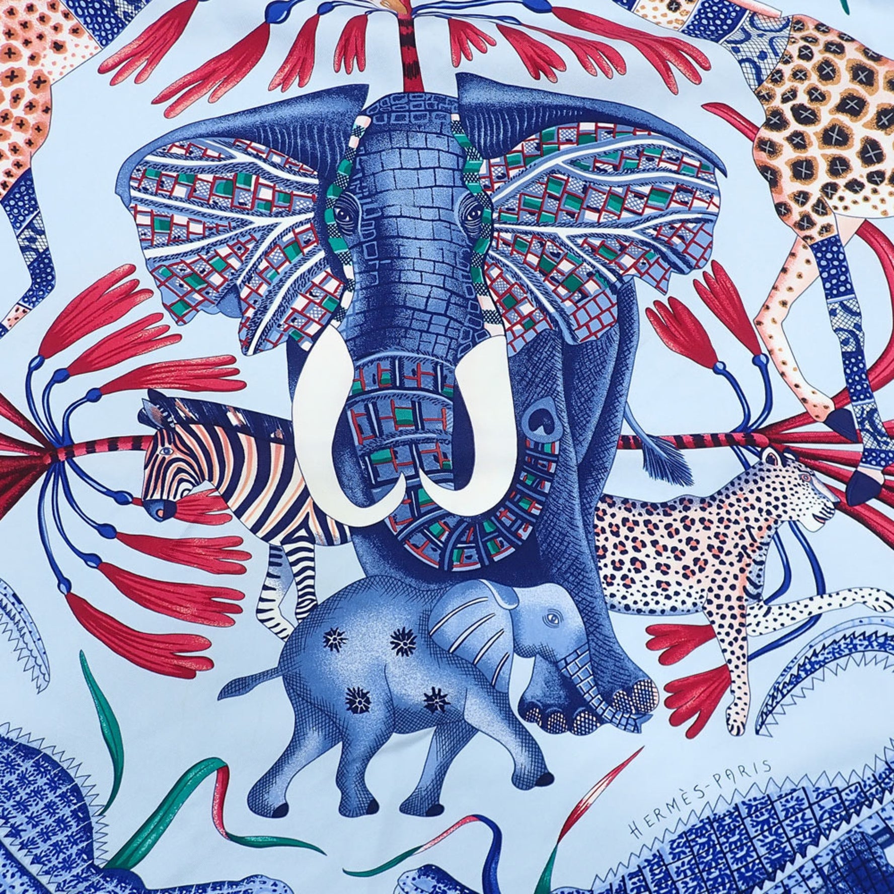 Hermes Scarf Muffler Carre 90 Silk LA MARCHE Du ZAMBEZE Zambezi River March Large