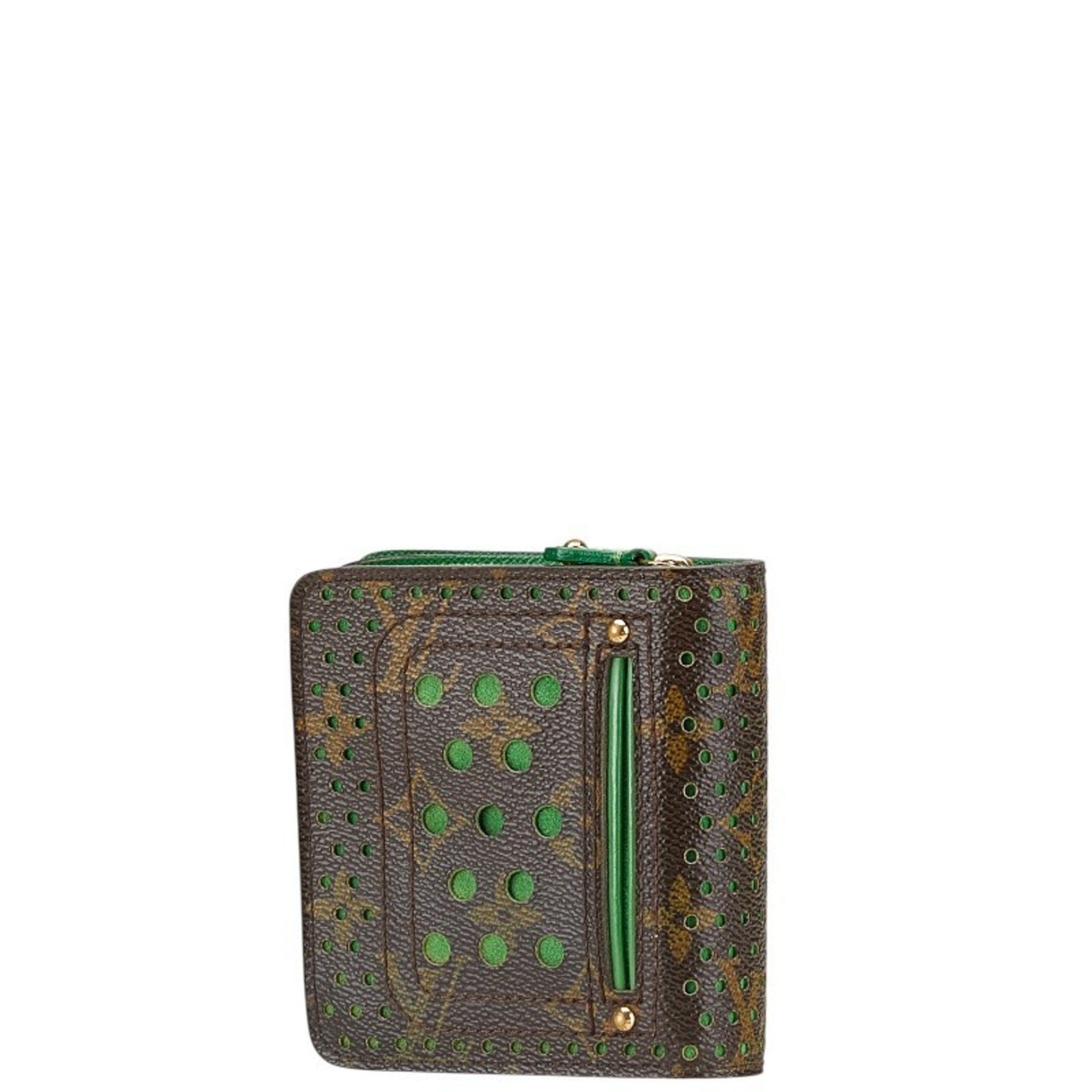 Louis Vuitton Monogram Perforated Bifold Wallet Vert Brown and Green Leather