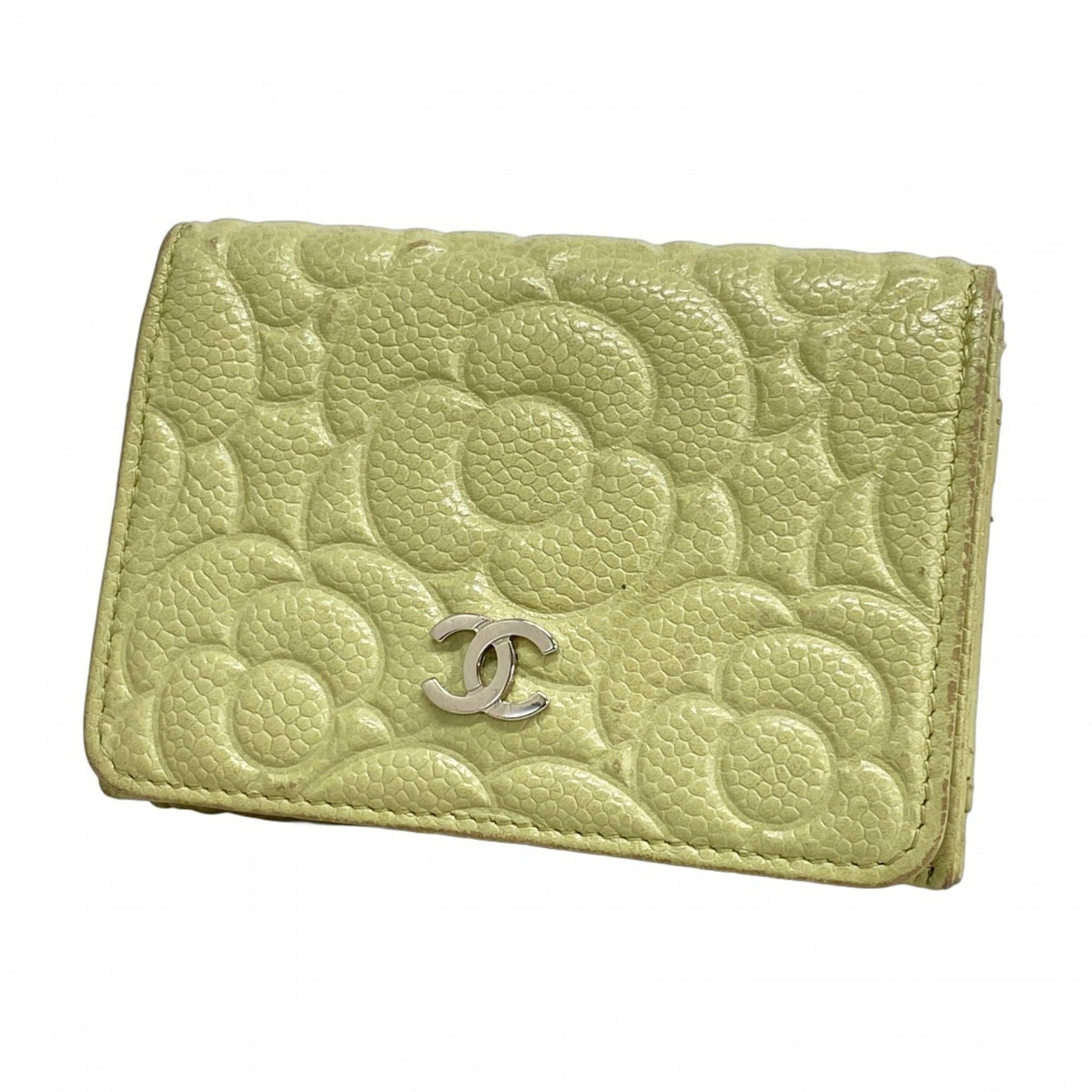 Chanel Camellia Caviar Leather Tri-fold Wallet