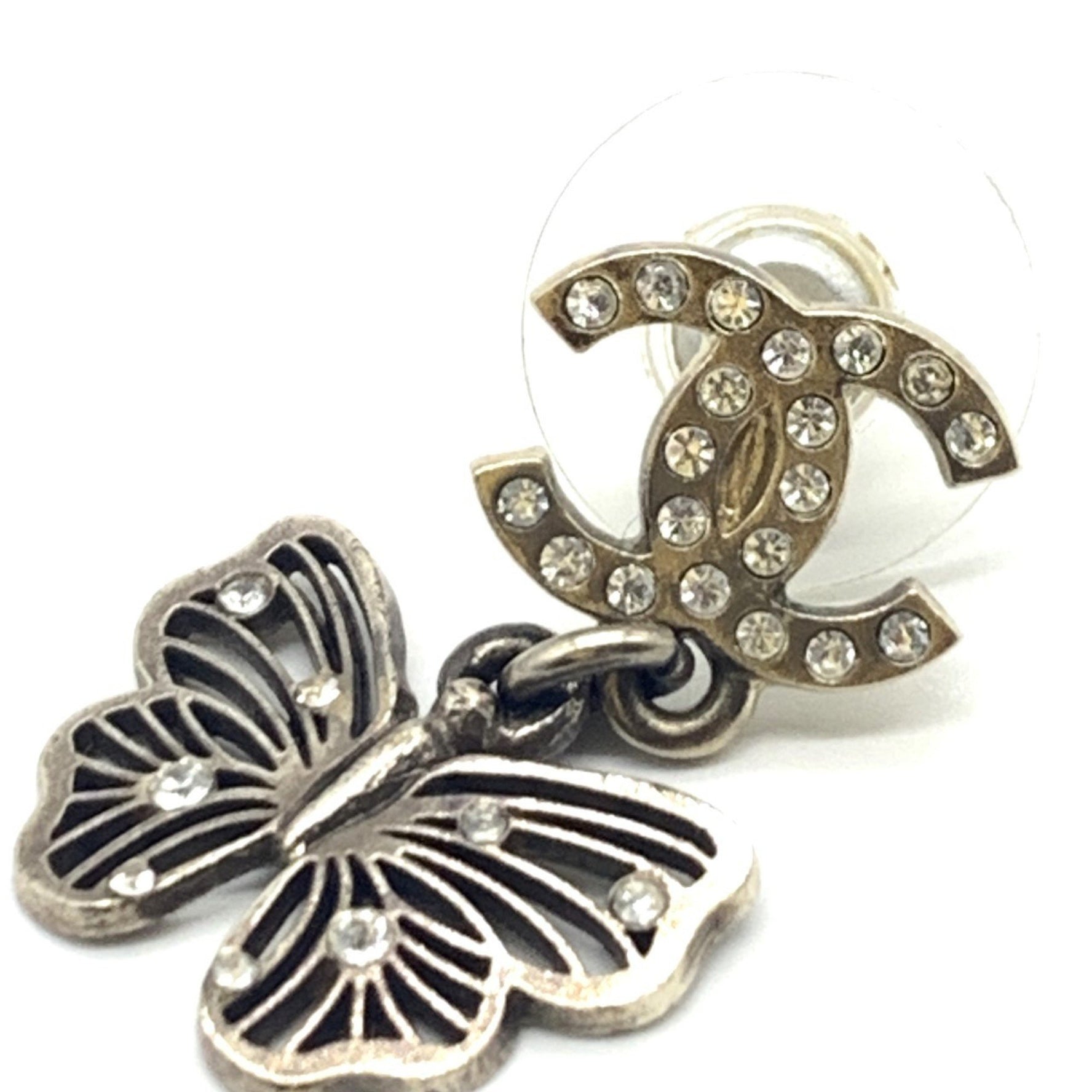 Chanel Earrings, Coco Mark, Rhinestone, Butterfly