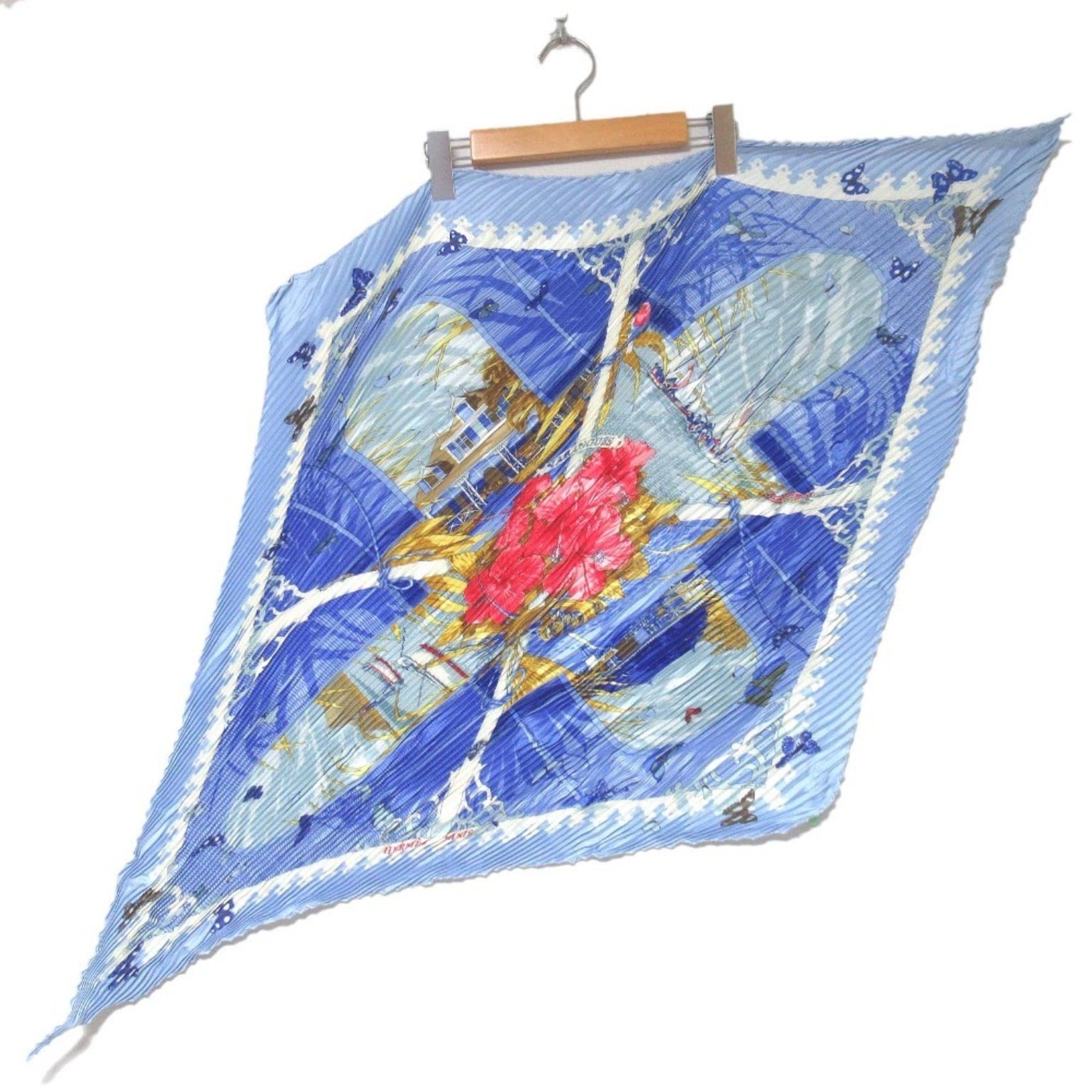 HERMES VARANGUES Veranda Pleated Carré Silk Scarf/Muffler