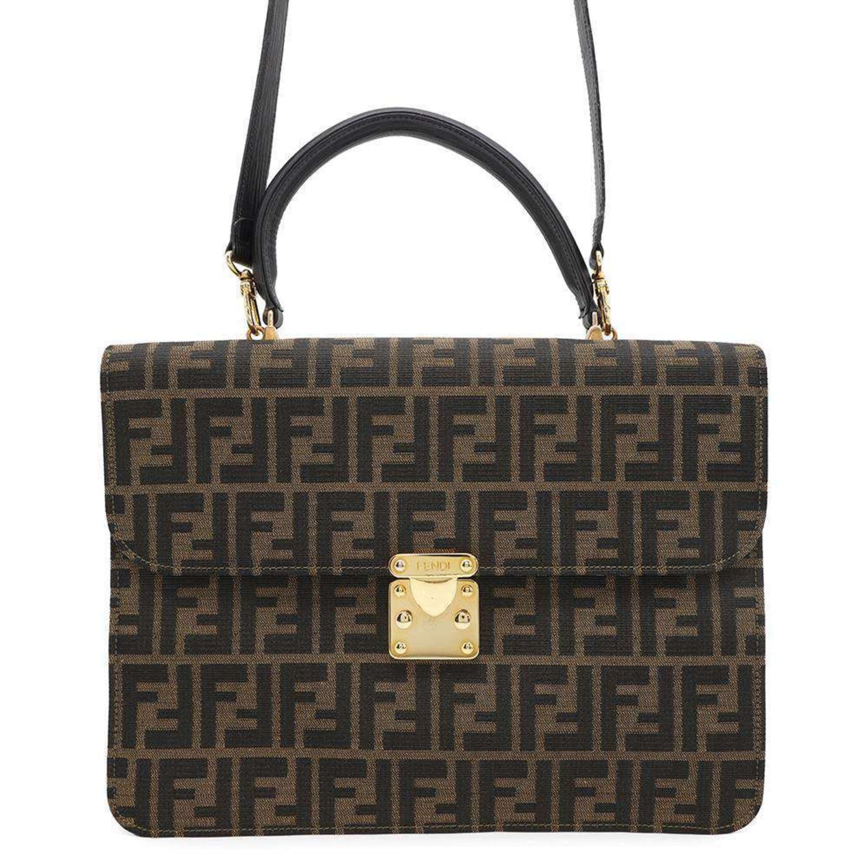 FENDI Handbag Zucca Pattern Bag Canvas