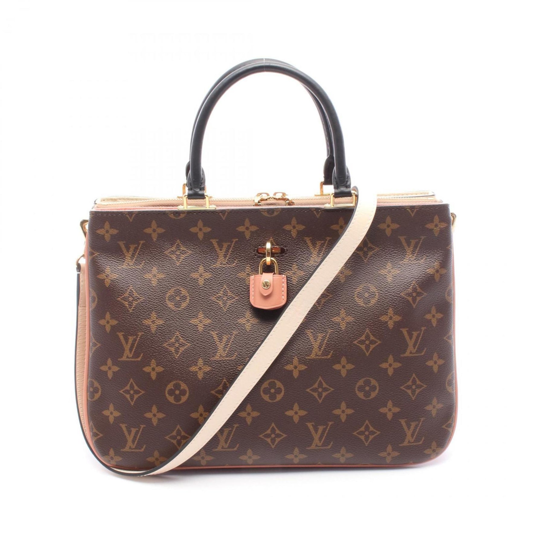 Louis Vuitton Mille-feuille Tote Bag, Coated Canvas and Leather, Monogram, Brown, Sesame, Peche