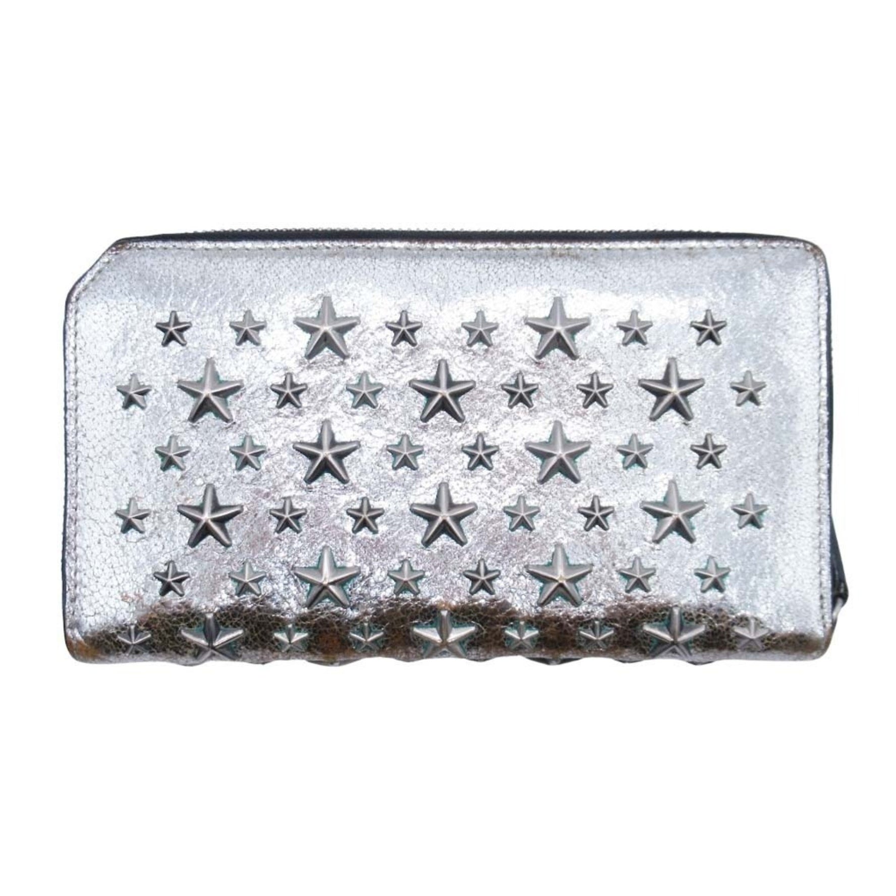 Jimmy Choo FILIPA Star Stud Long Wallet with Coin Purse, Metallic Silver