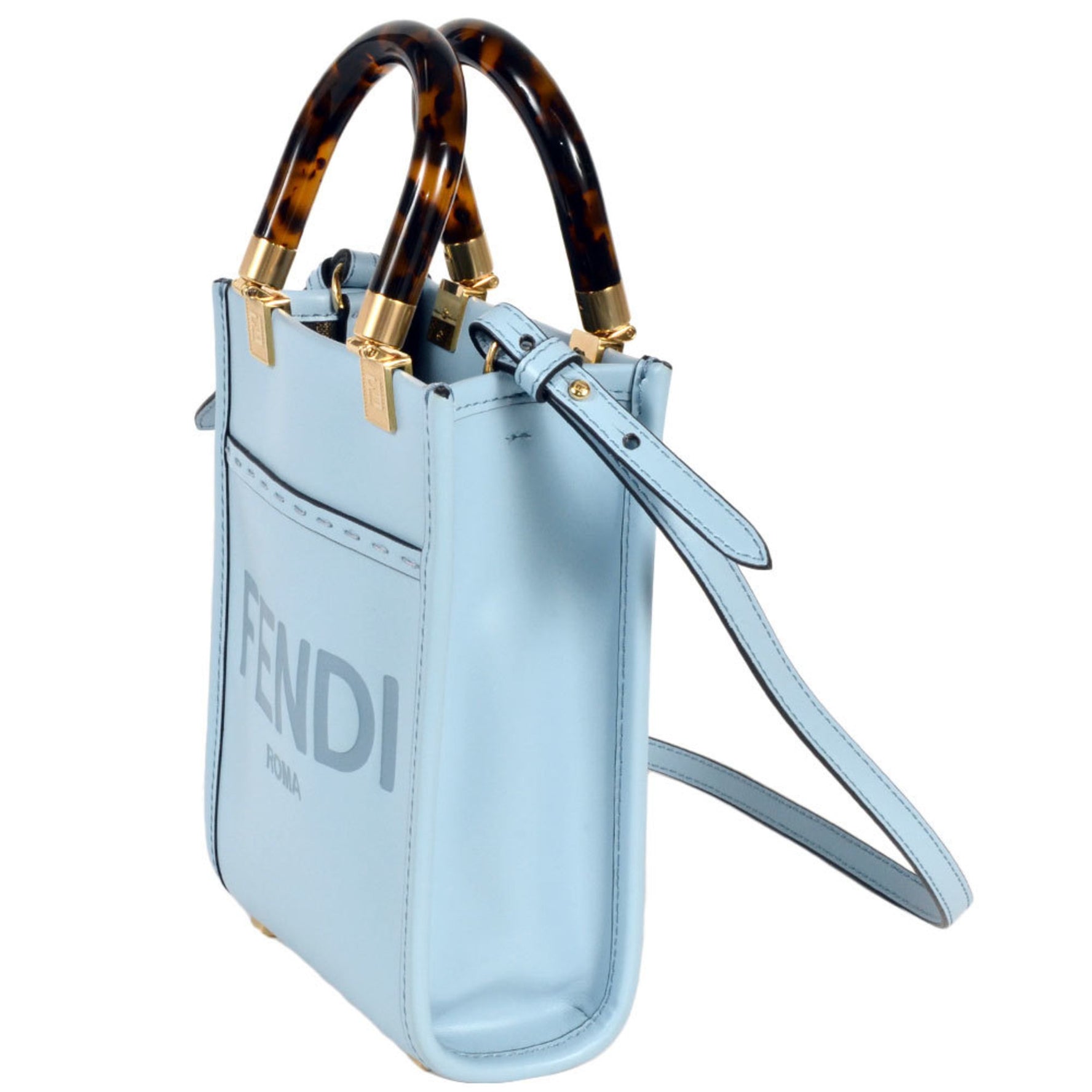 FENDI Sunshine Shopper Mini Handbag Leather Shoulder Bag