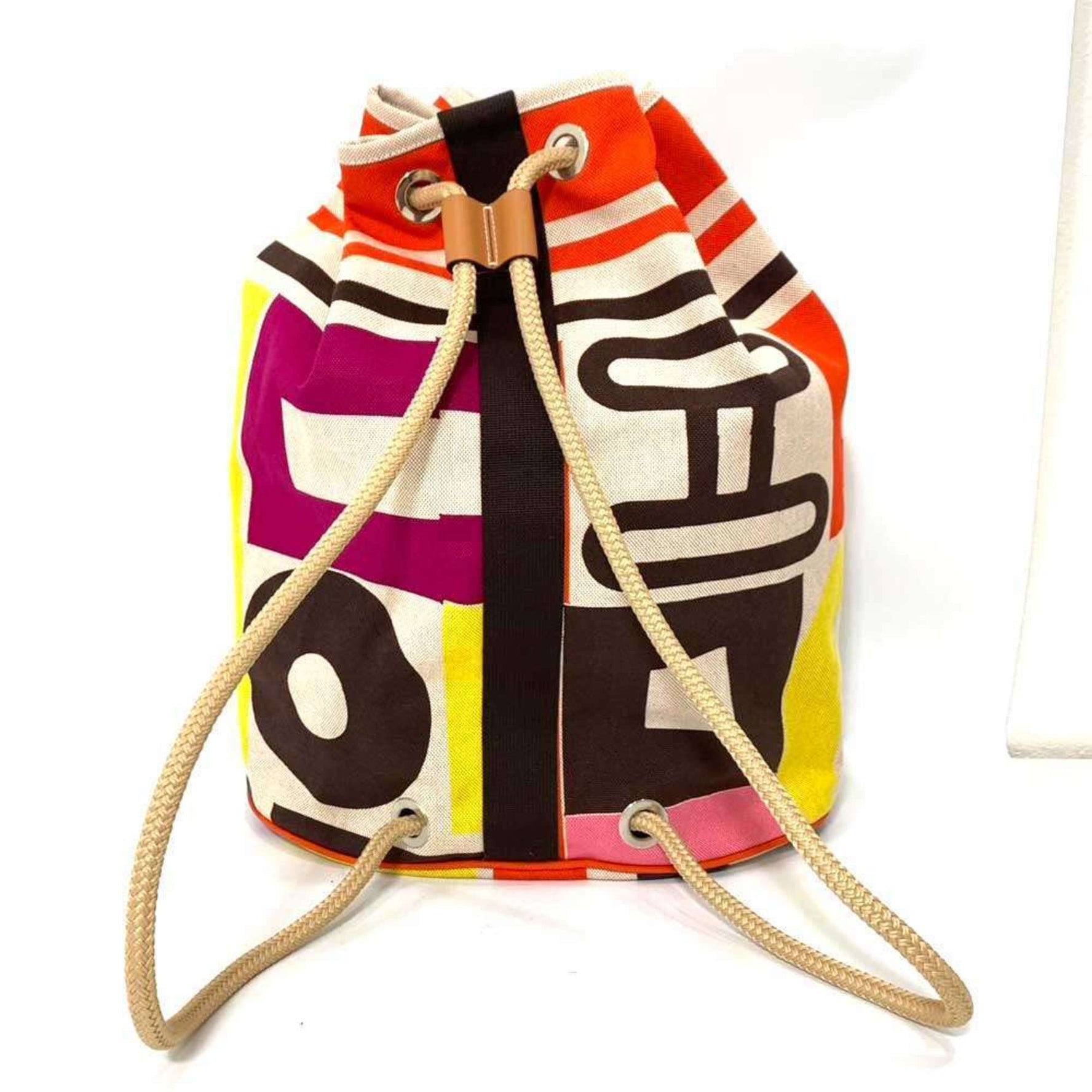 Hermes Sac Marine Recief Shoulder Bag Backpack Cotton Canvas