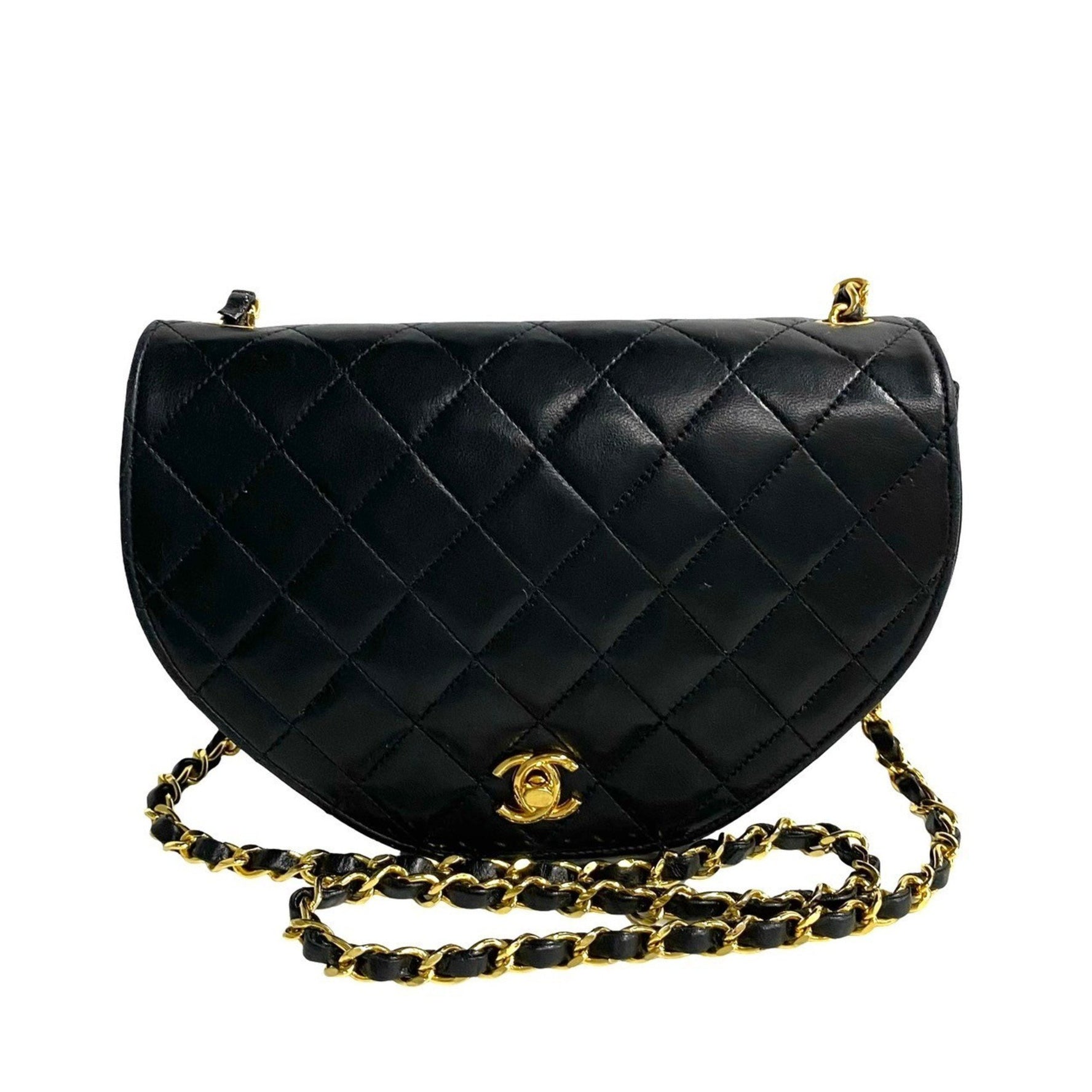 CHANEL Matelasse Coco Mark Lambskin Chain Shoulder Bag Pochette