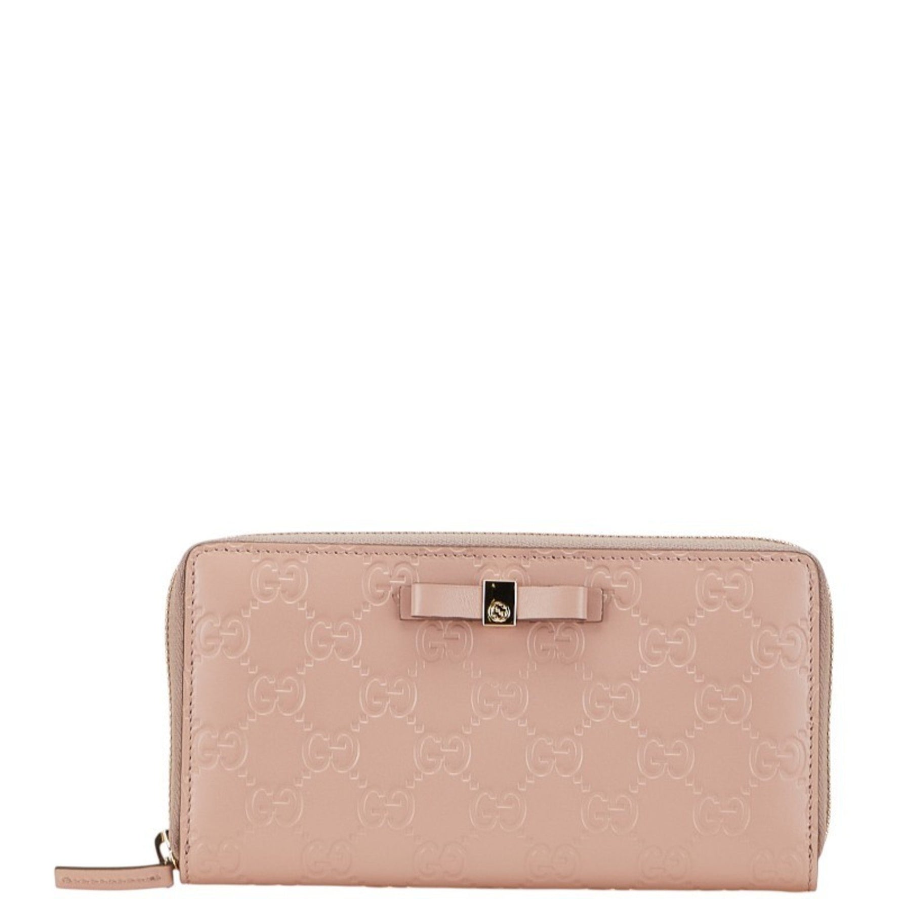 Gucci Guccissima Ribbon Motif Long Wallet with Round Zipper, Leather