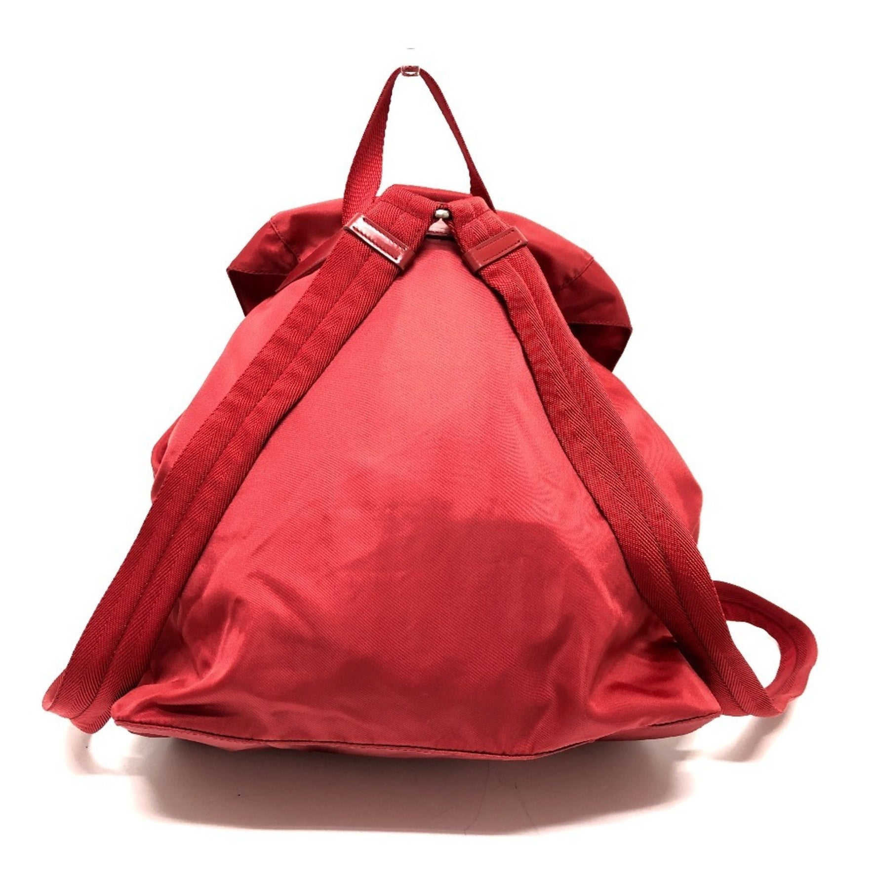 PRADA Plate Double Pocket Backpack Nylon Red