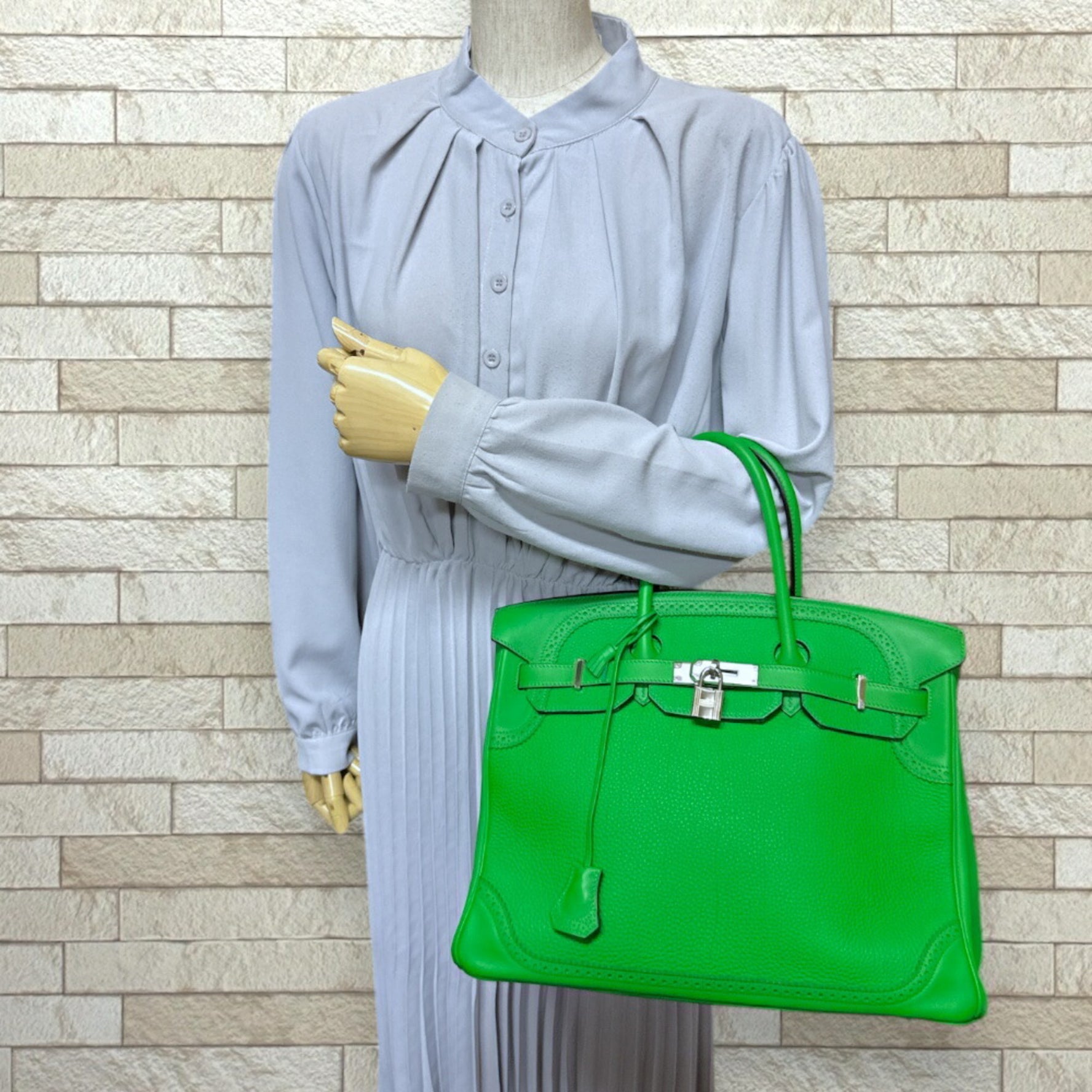 Hermes Birkin 35 Gillies Handbag Togo Green