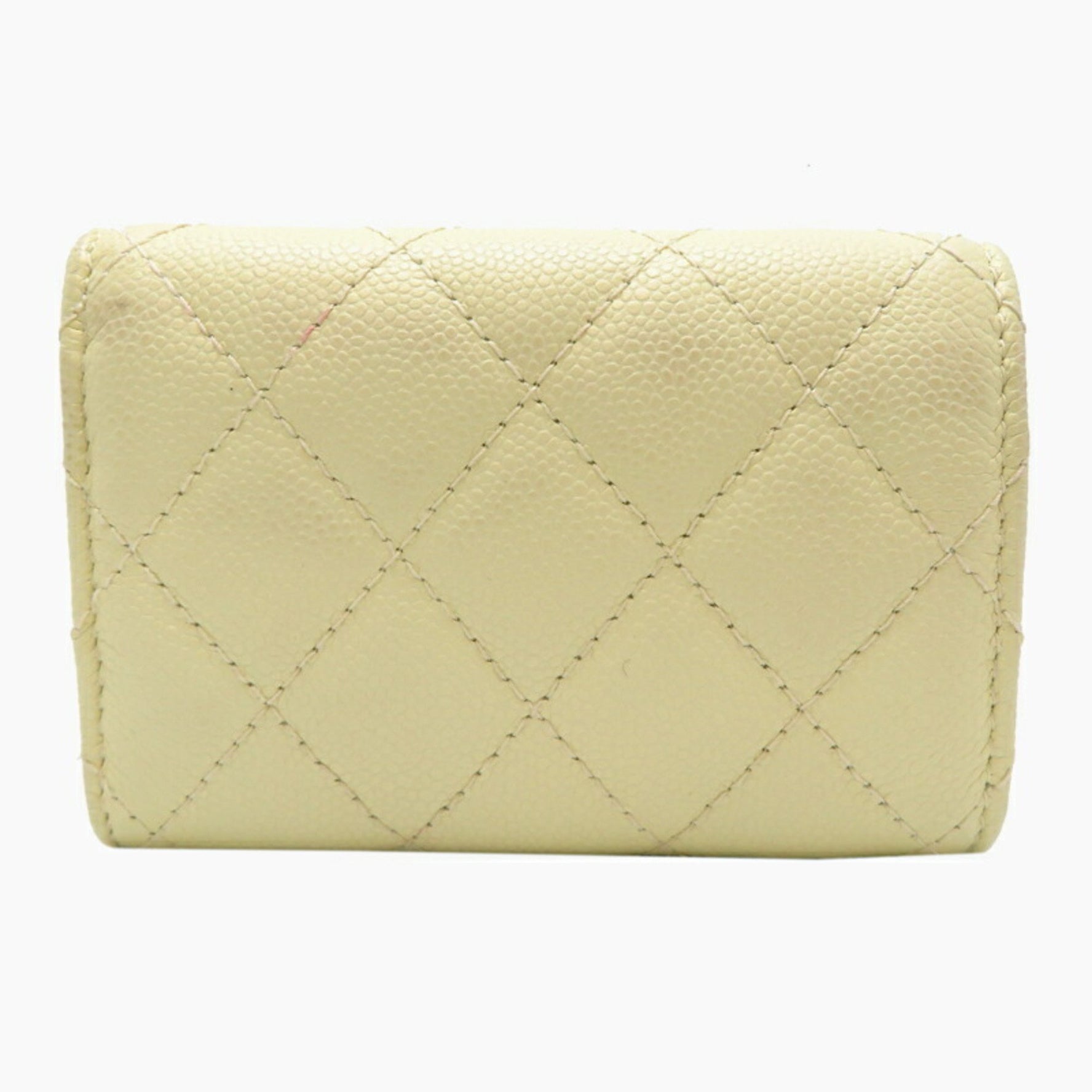 Chanel Small Flap Wallet Tri-fold Caviar Skin Cream (White)