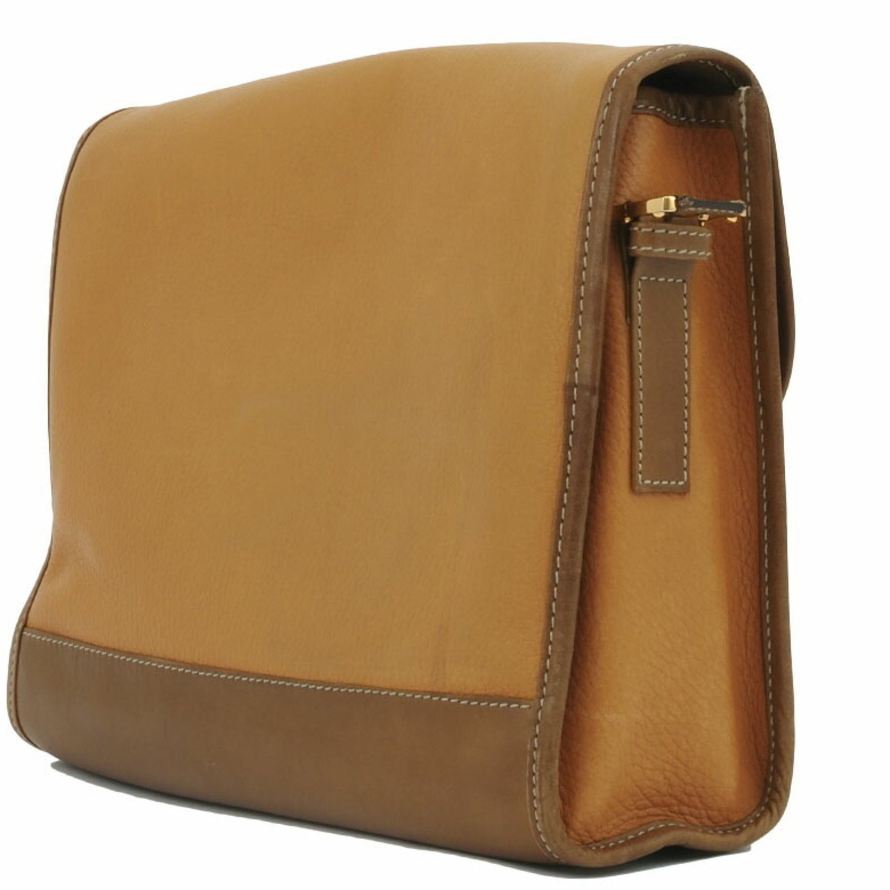 LOEWE Anagram Flap Shoulder Bag Beige Brown Leather Clutch