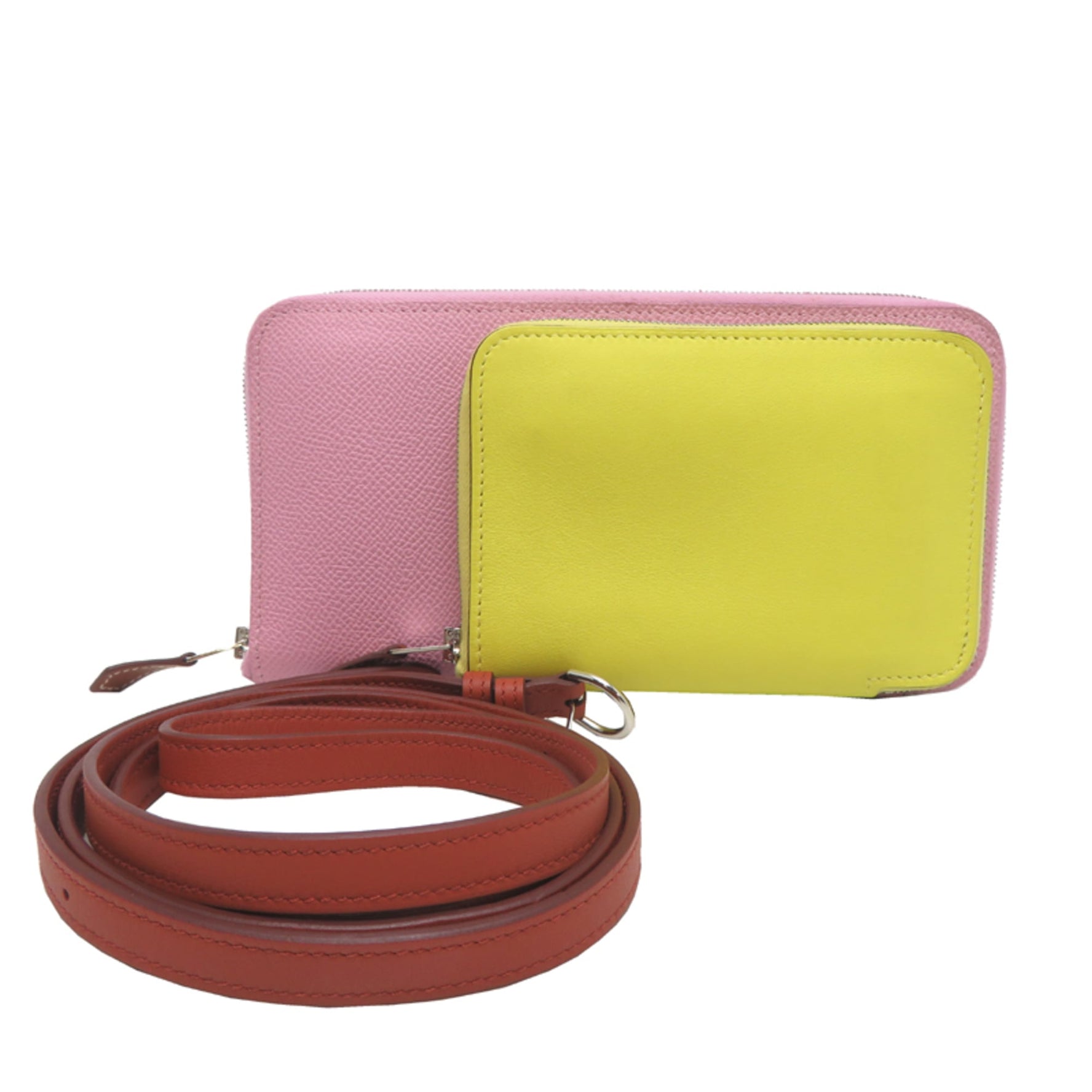 Hermes Hermès Nouveau To Go Zip B Stamp Shoulder Bag Swift Mauve Sylvestre x Lime Cuivre