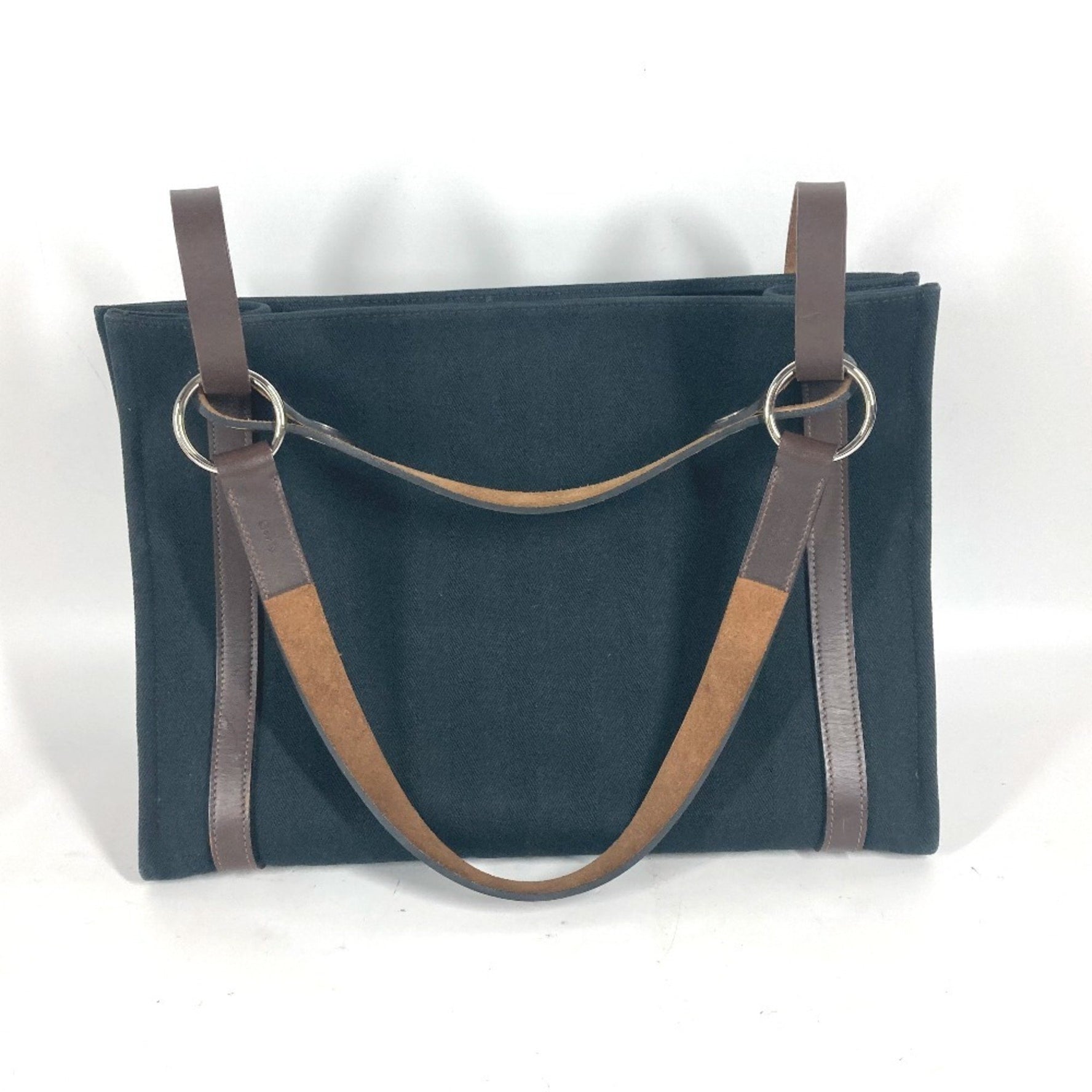 HERMES Cavallicolor Shoulder Bag Tote Canvas Men's Black