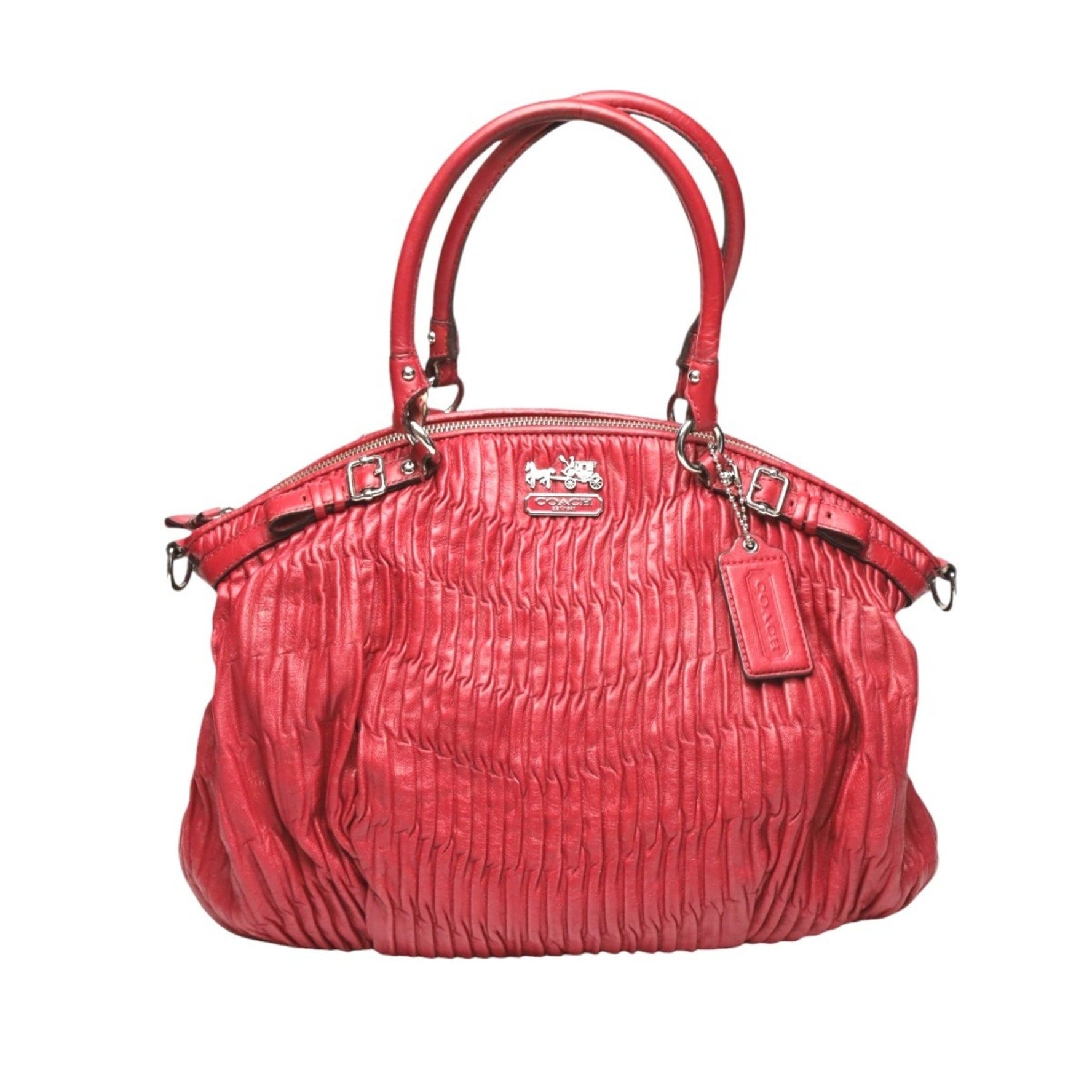COACH handbag shoulder bag Madison Gathered Leather Bag Red
