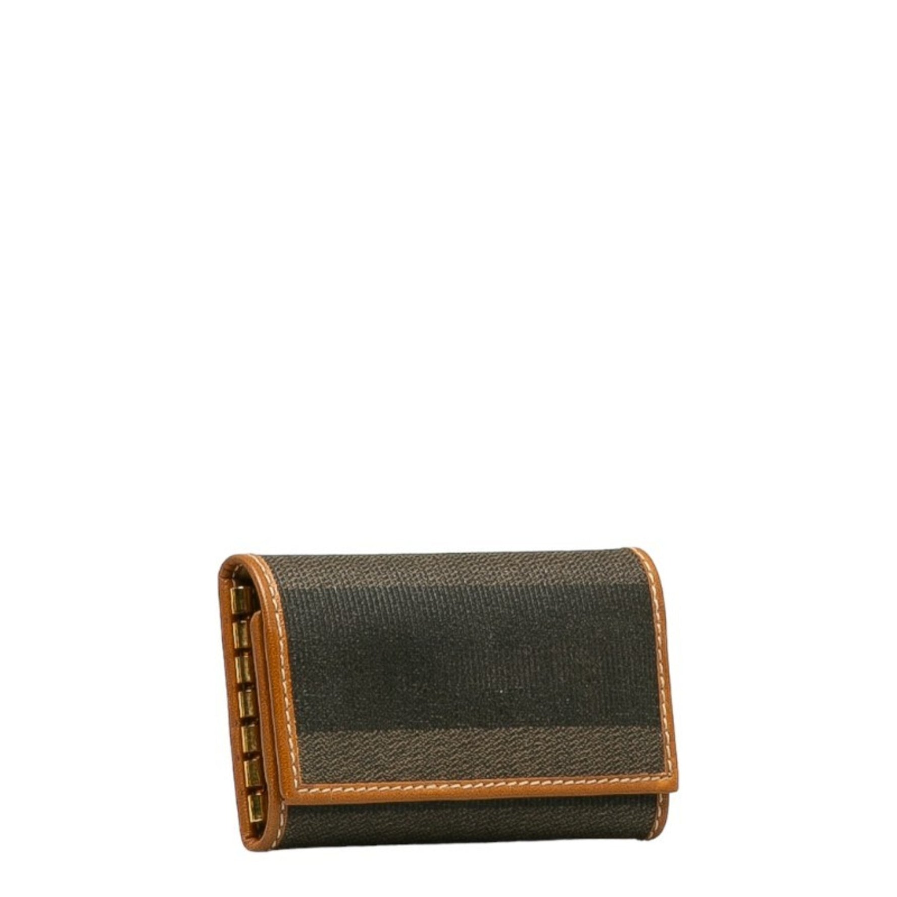 FENDI PECAN key case holder black brown PVC leather
