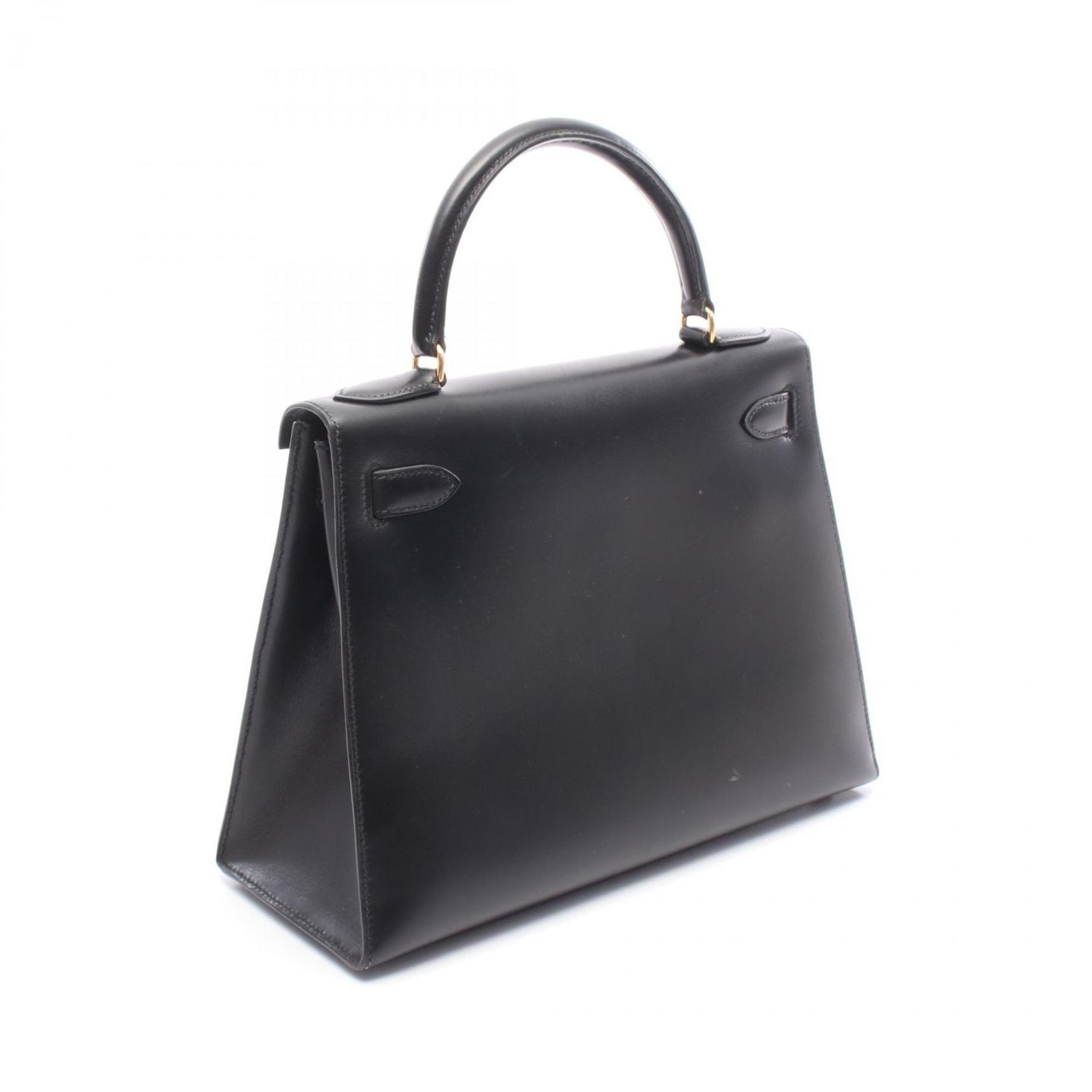 Hermes Hermès Kelly 28 handbag in calfskin box calf leather, black.