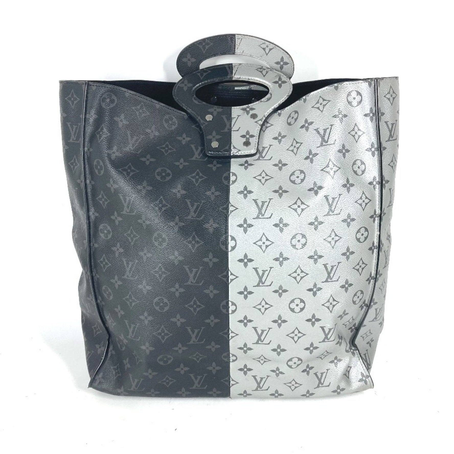 Louis Vuitton Monogram Eclipse Split Tote Handbag Bicolor Bag Canvas Men's Black