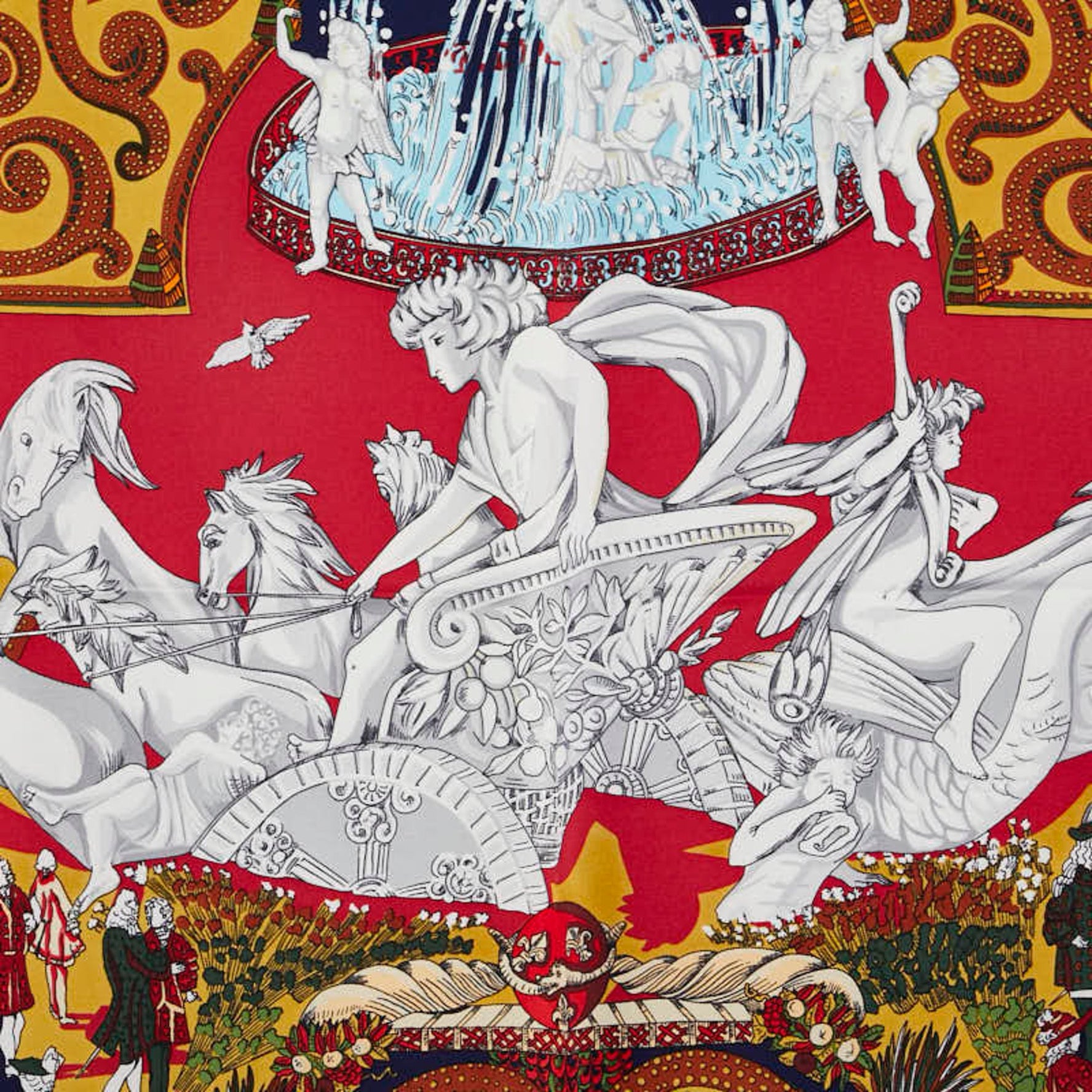 Hermes Carre 90 LE PARADIS DU ROY King's Paradise Scarf Muffler Red Multicolor