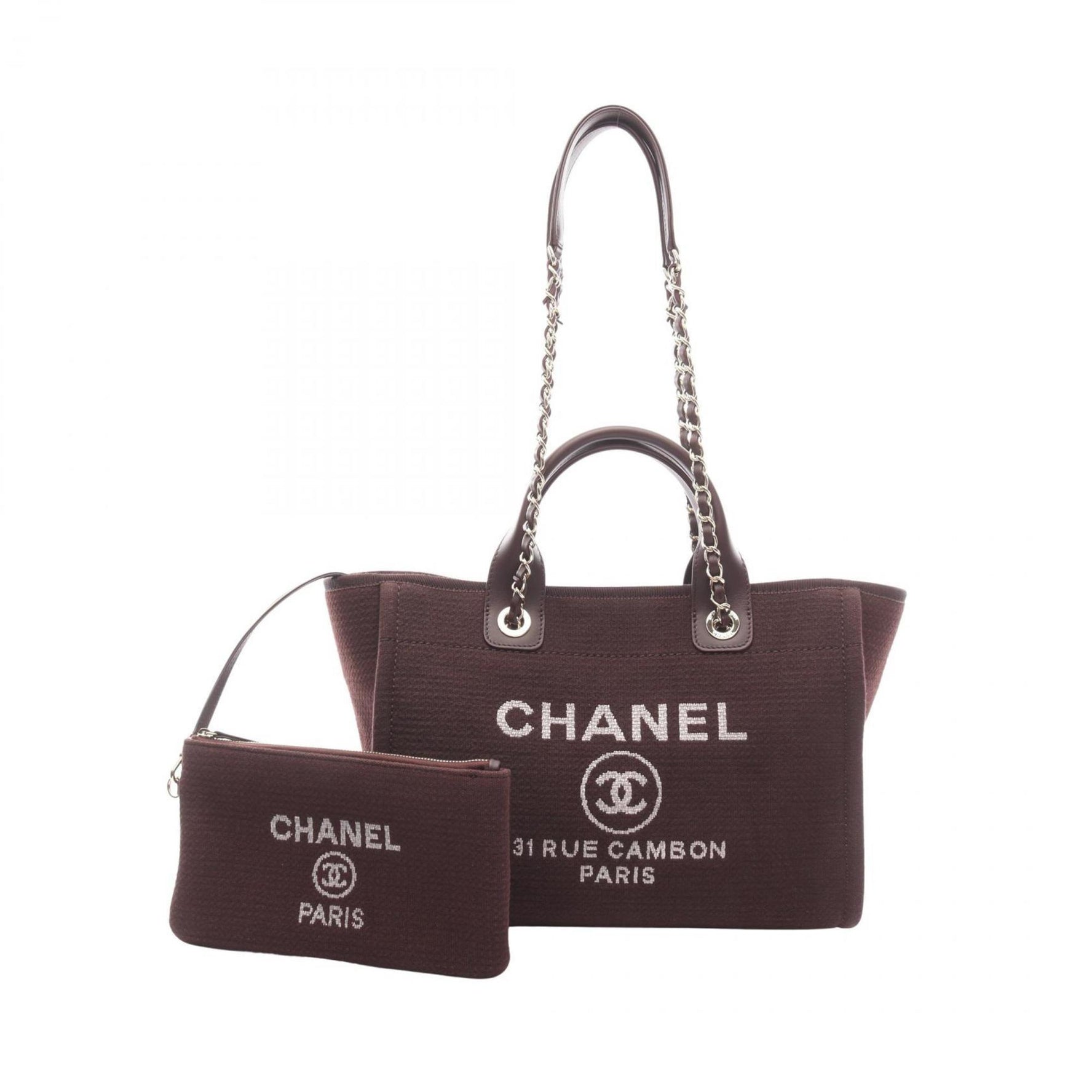 CHANEL Deauville Small Tote Bag, Canvas and Leather